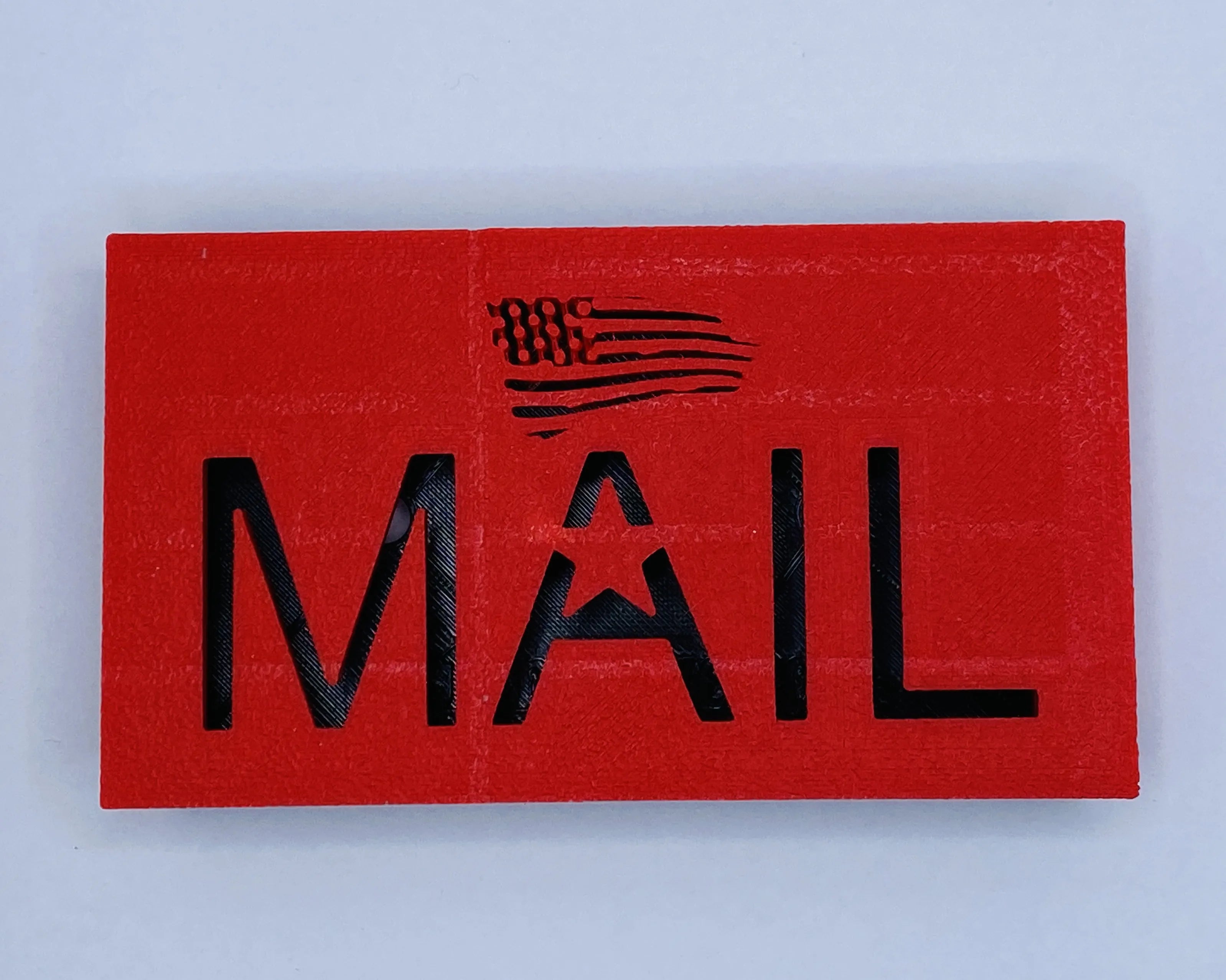 Front mount Mailbox flag with the word Mail and a Tattered flag icon