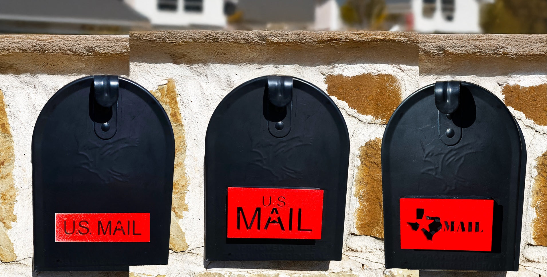Front-Mount Mailbox Flags for Stone & Brick Mailboxes