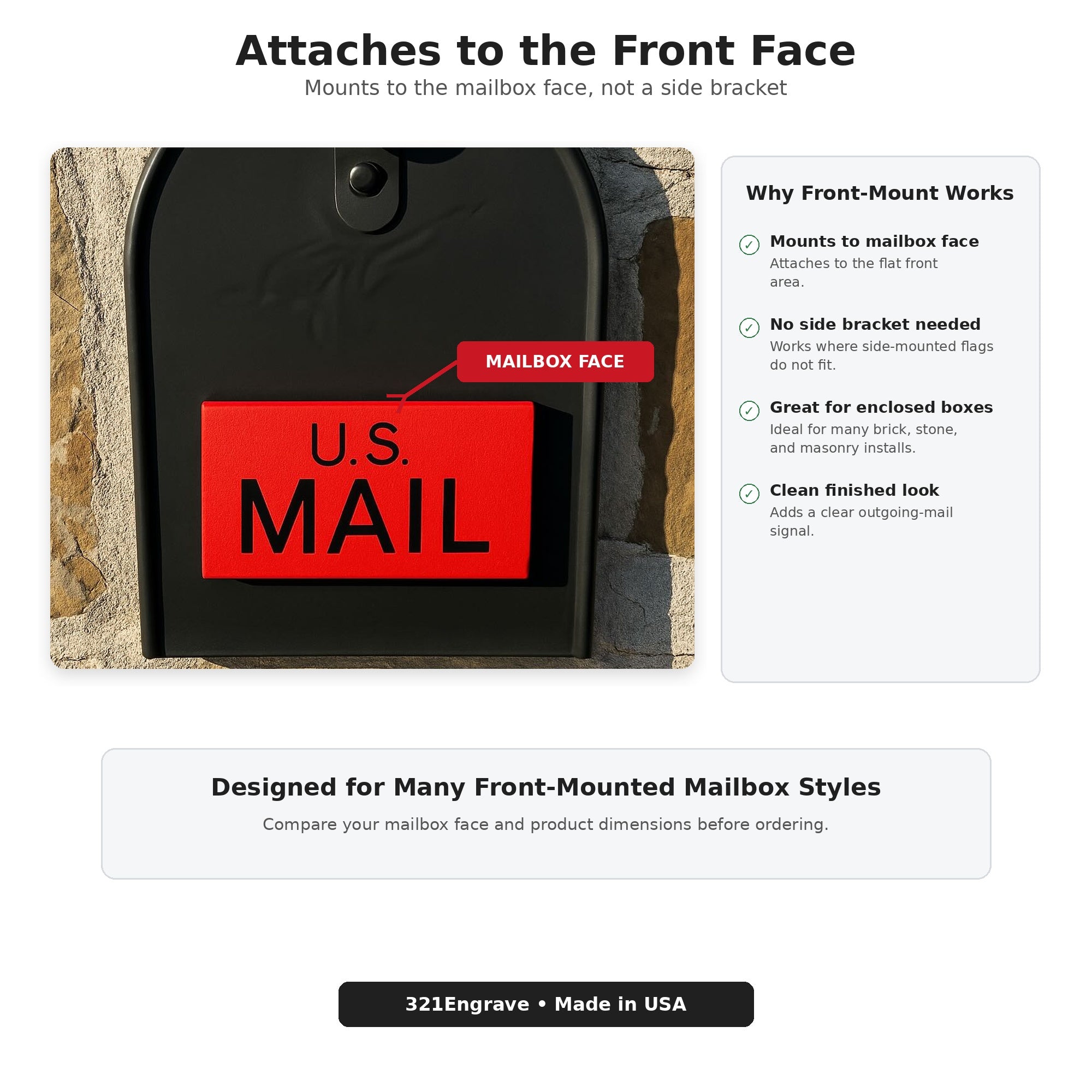 Solid Red Front-Mount Mailbox Flag | Universal Mailbox Flag Replacement