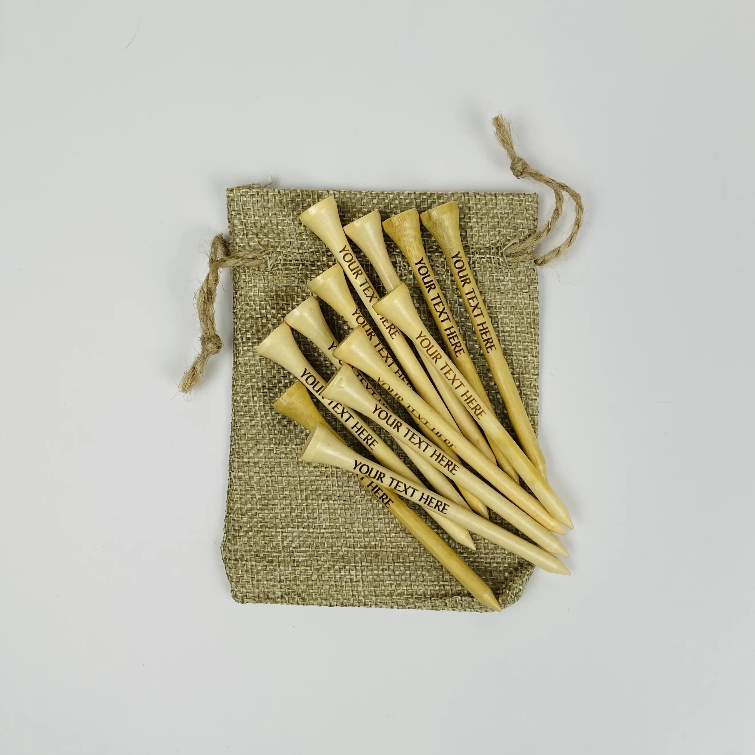 12 Custom Engraved Bamboo Golf Tees (3.25") – Personalized Gift Set with FREE Pouch