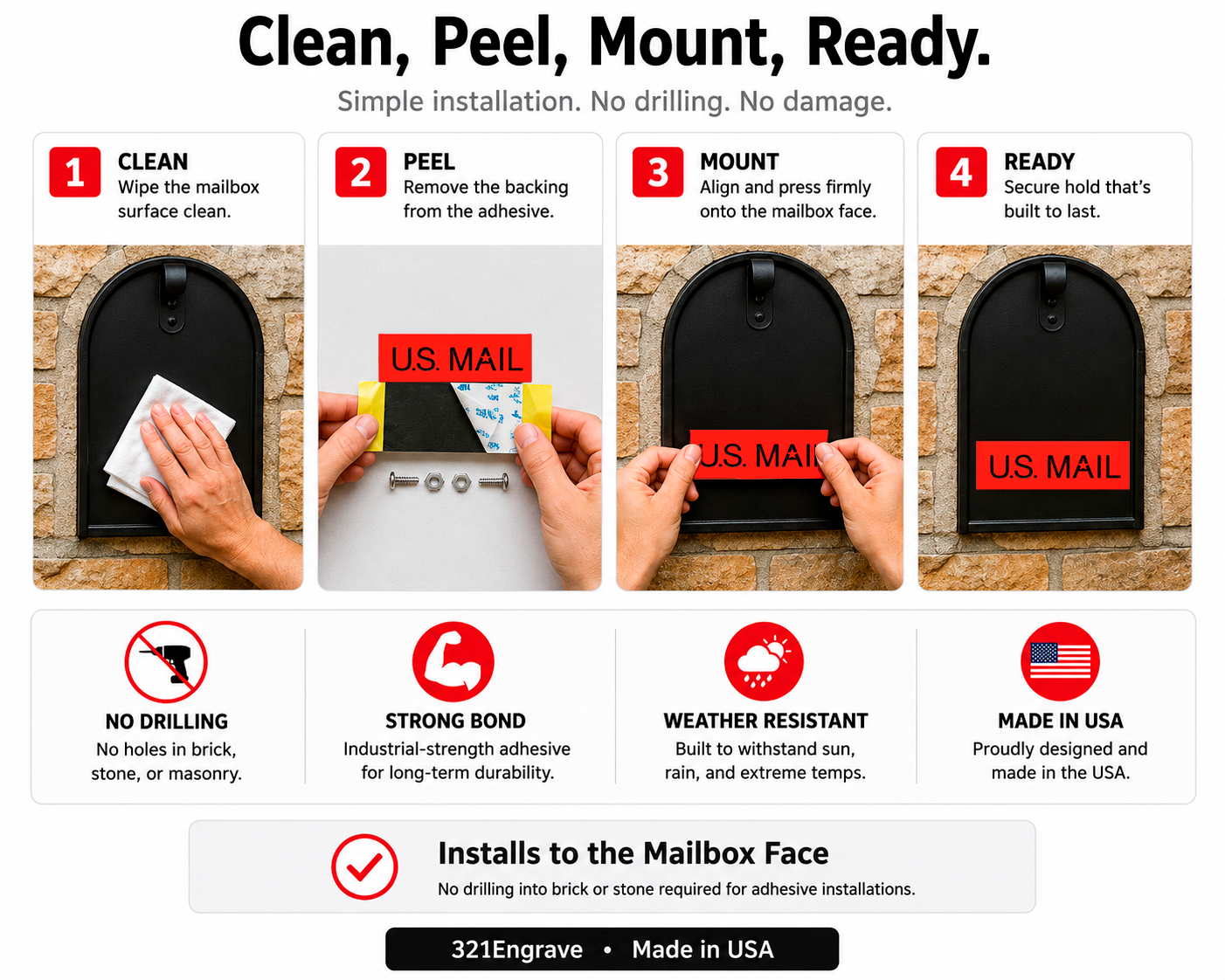 Sleek US MAIL Front-Mount Mailbox Flag | Universal Mailbox Flag Replacement