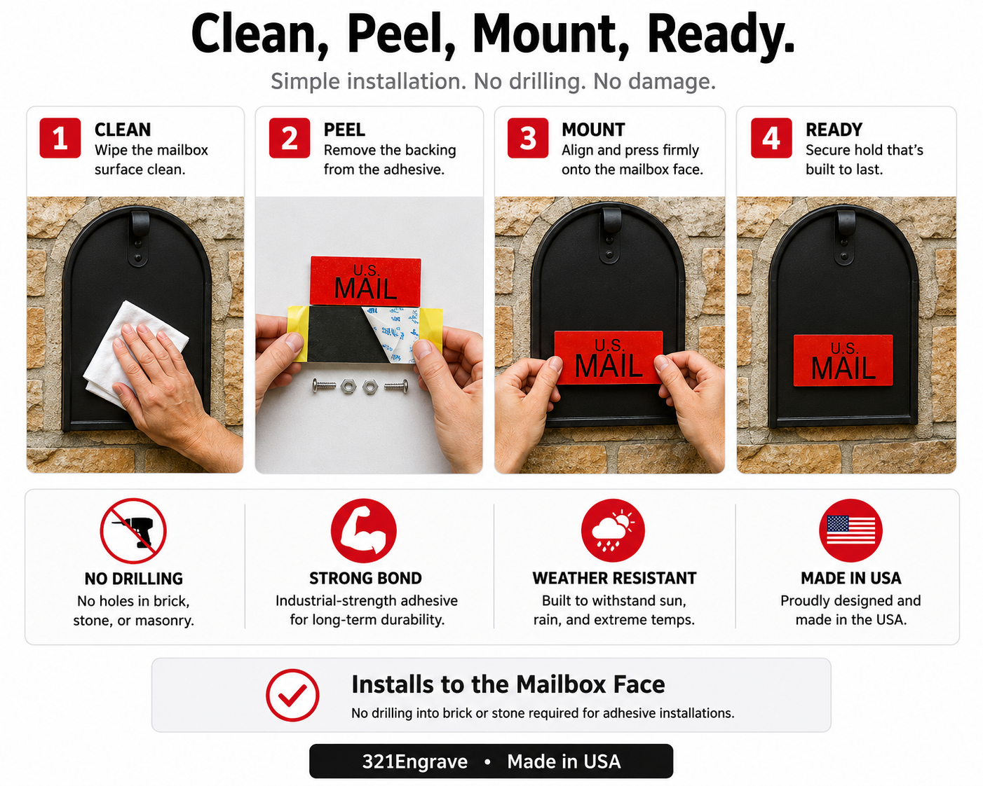 MAIL Front-Mount Mailbox Flag | Universal Mailbox Flag Replacement