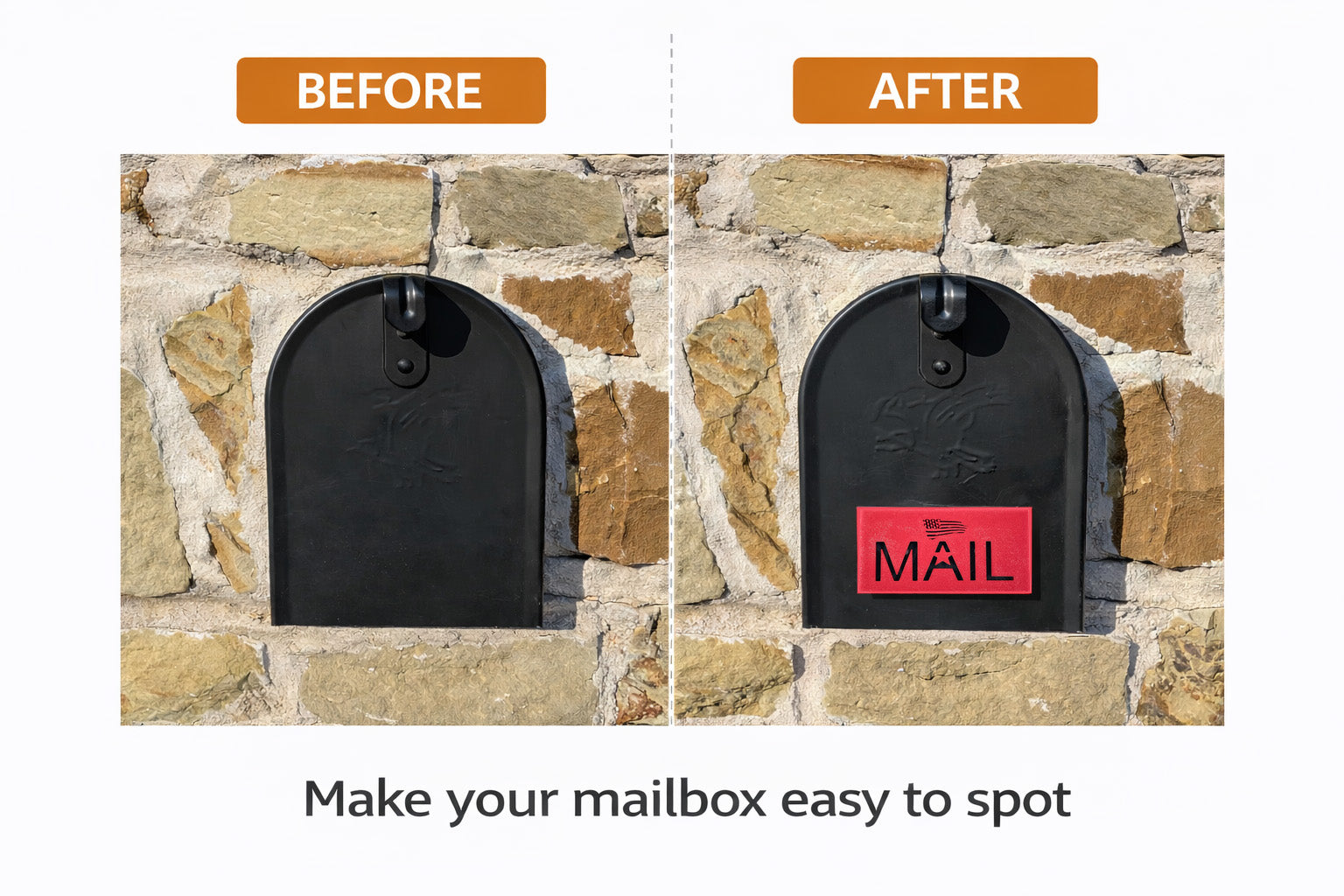 Flag + MAIL Mailbox Flag - Durable & Easy Install for Stone & Brick