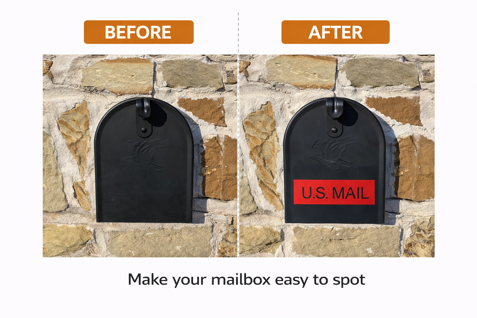 Sleek US MAIL Mailbox Flag - Easy Install for Brick & Stone Mailboxes