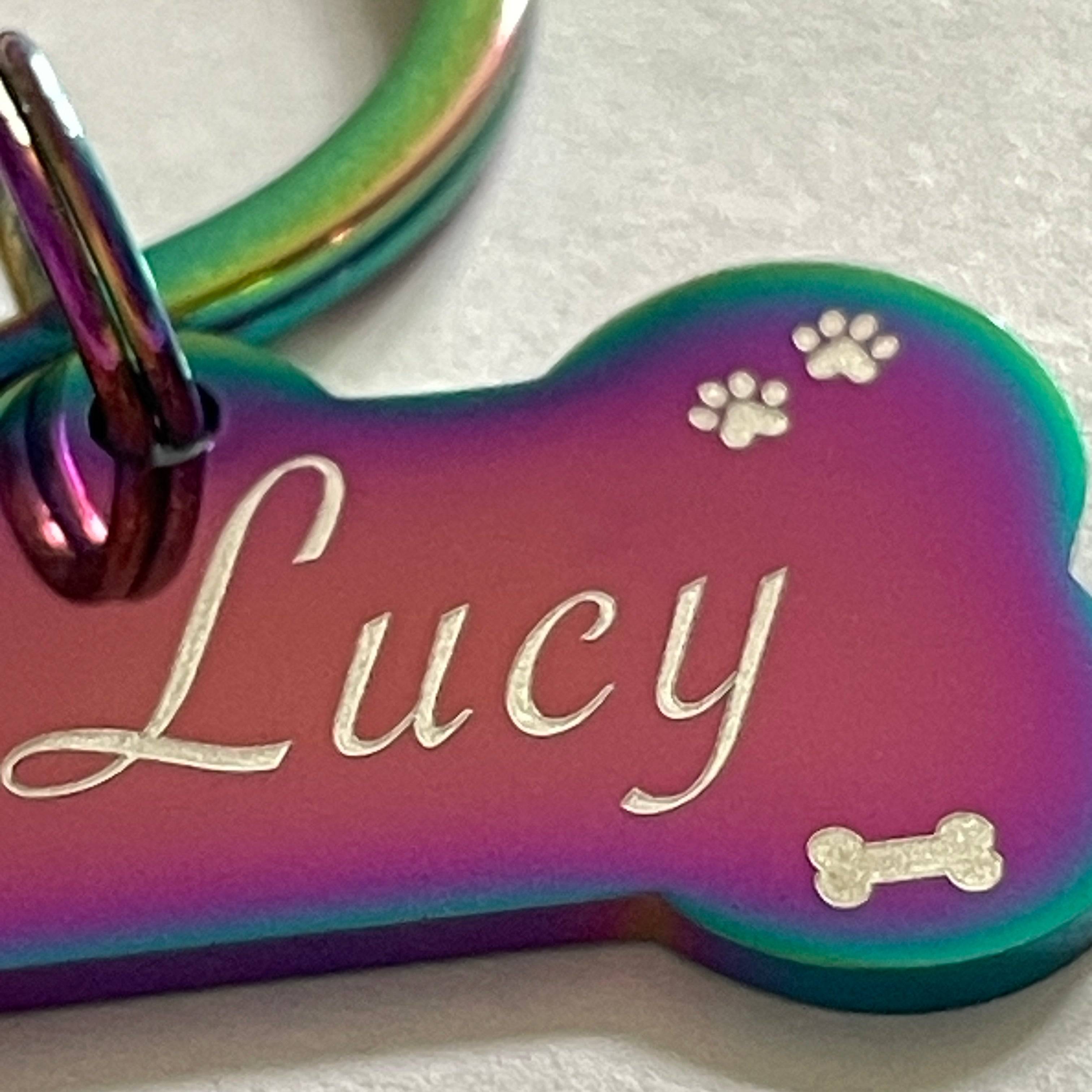 Dog Bone Pet Tag with Hearts or Paw Prints