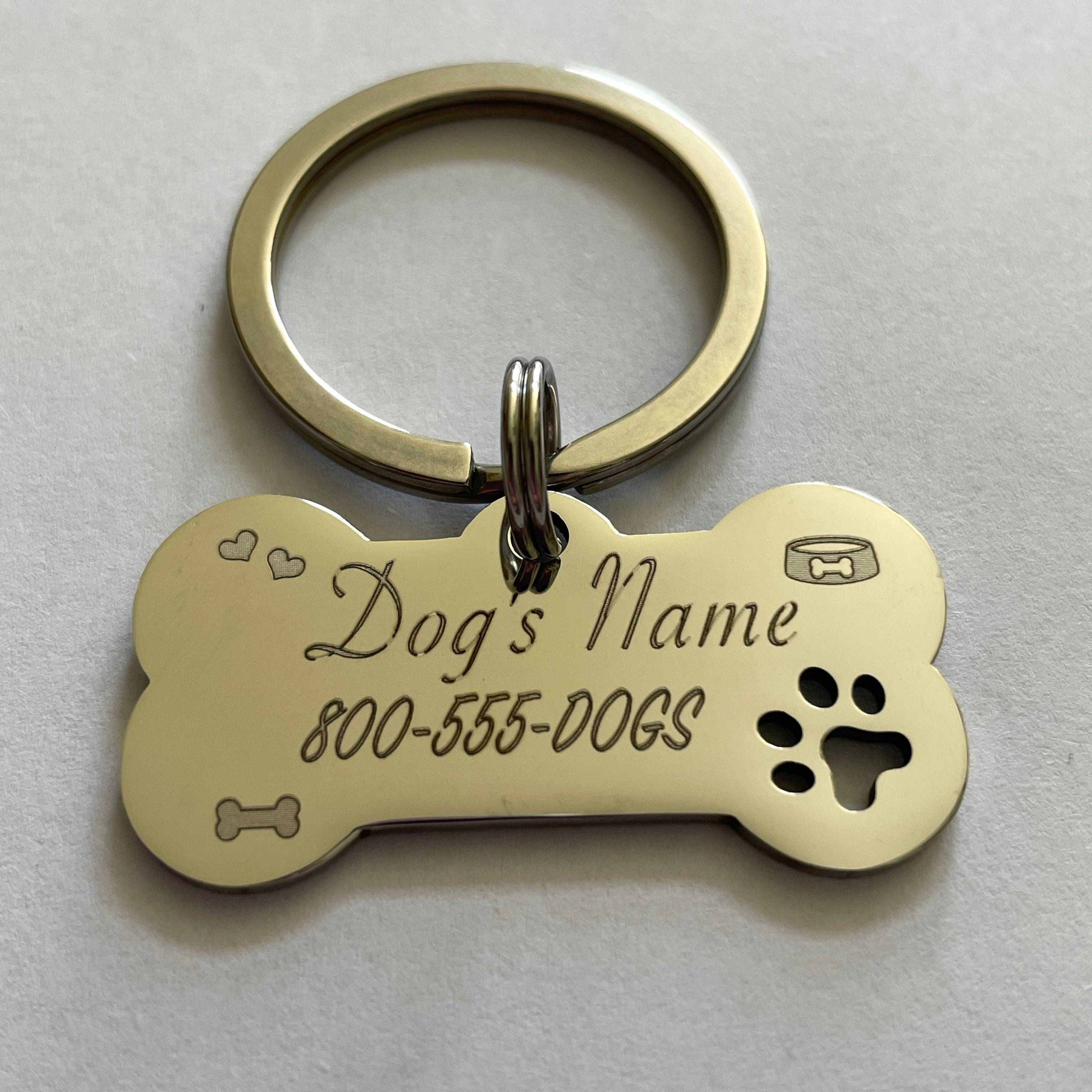 Dog Bone Pet Tag Ð Custom Engraved with Hearts or Paw Prints