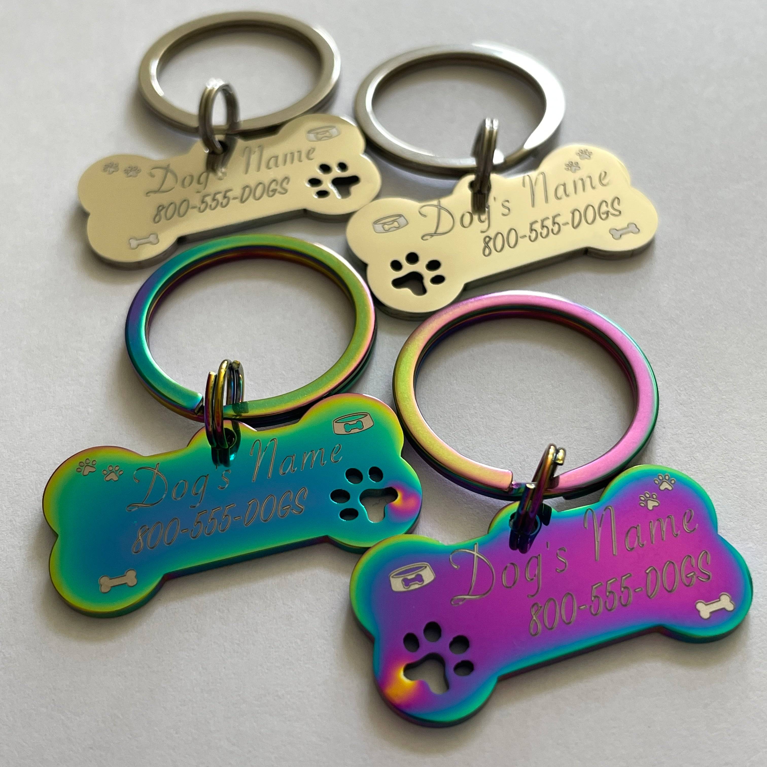 Dog Bone Pet Tag Ð Custom Engraved with Hearts or Paw Prints