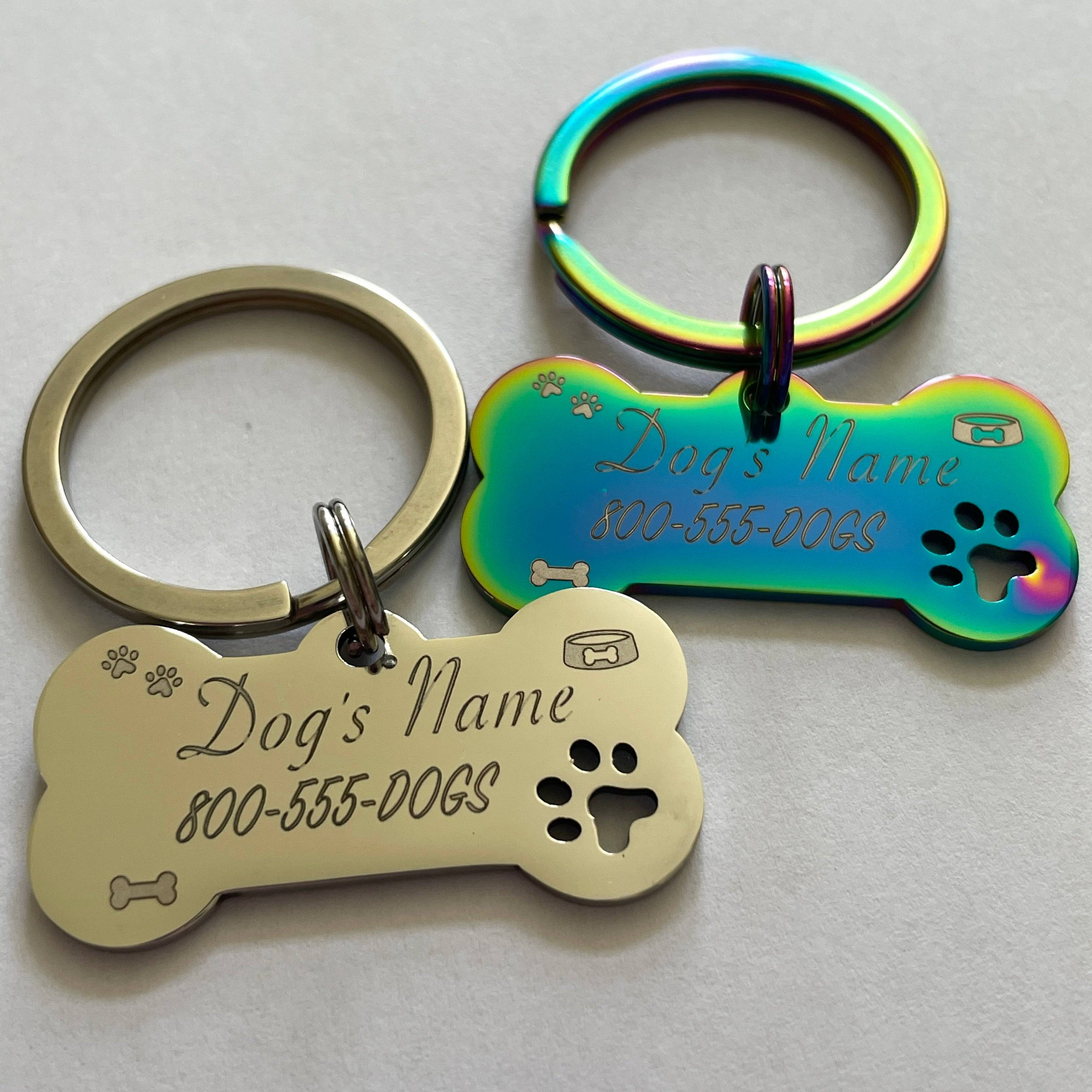 Dog Bone Pet Tag Ð Custom Engraved with Hearts or Paw Prints