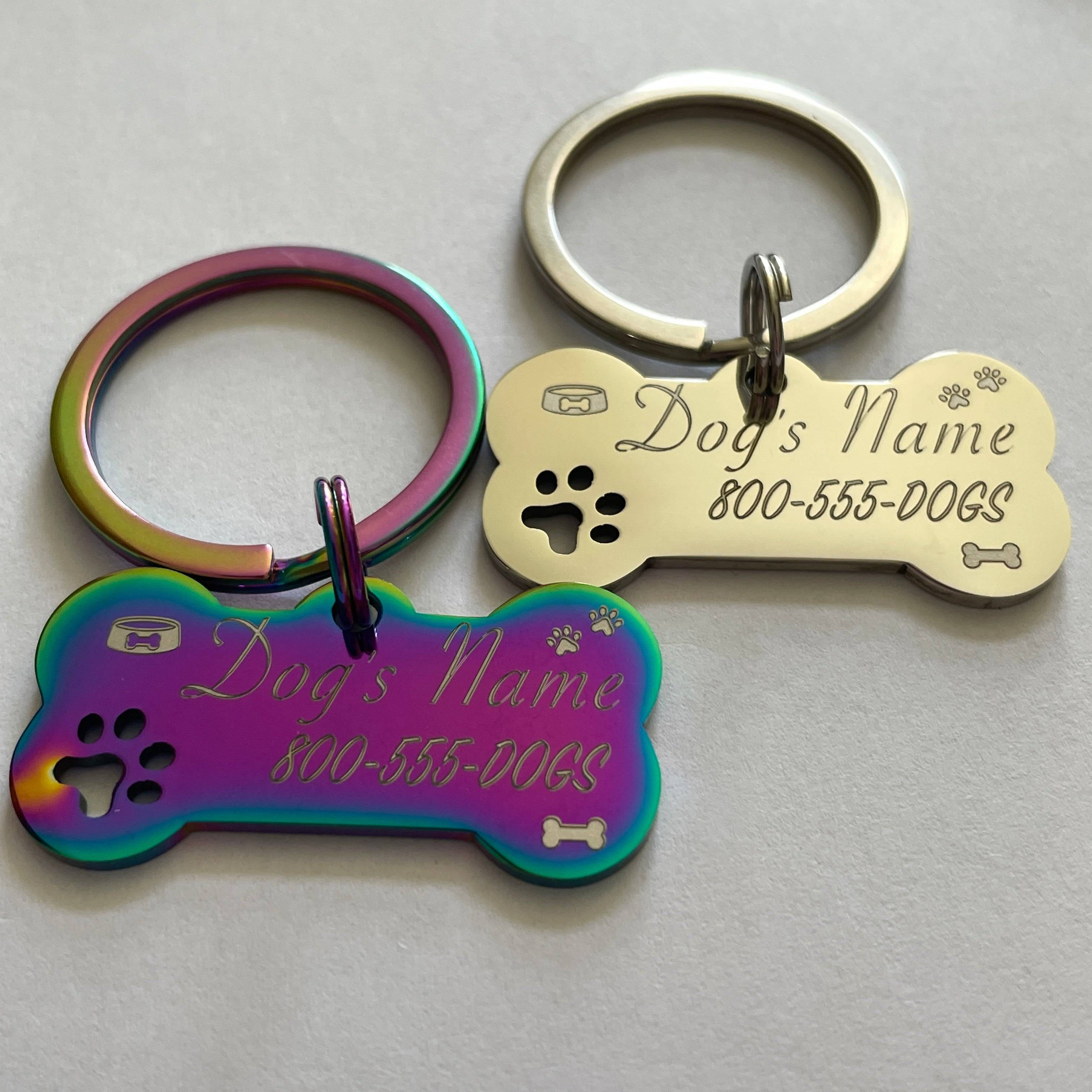 Dog Bone Pet Tag Ð Custom Engraved with Hearts or Paw Prints