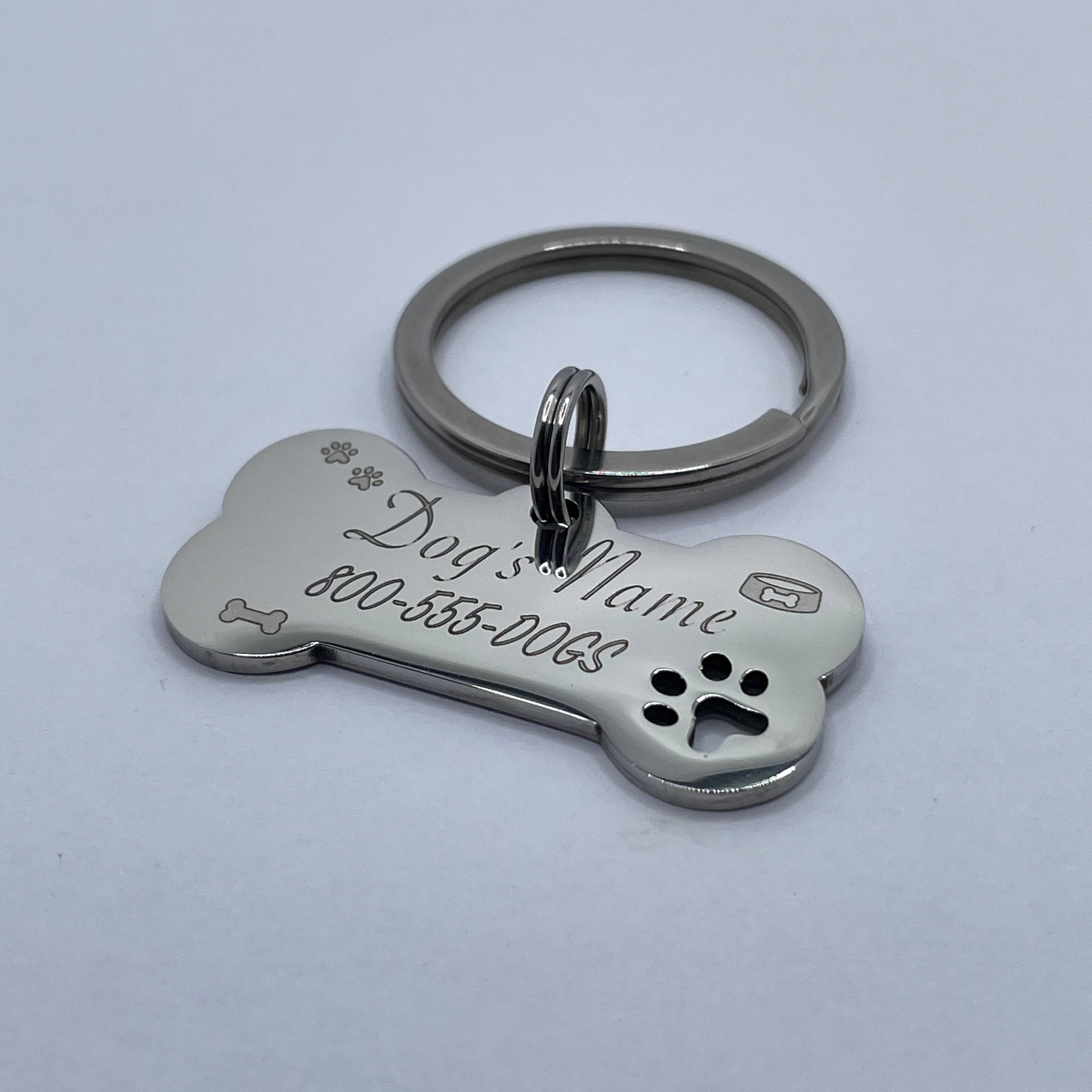 Dog Bone Pet Tag Ð Custom Engraved with Hearts or Paw Prints