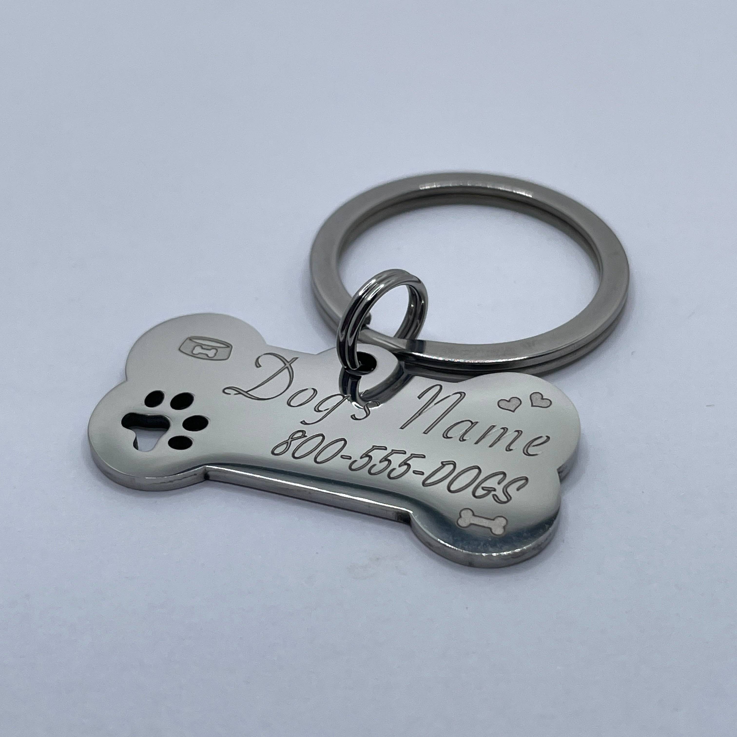 Dog Bone Pet Tag Ð Custom Engraved with Hearts or Paw Prints