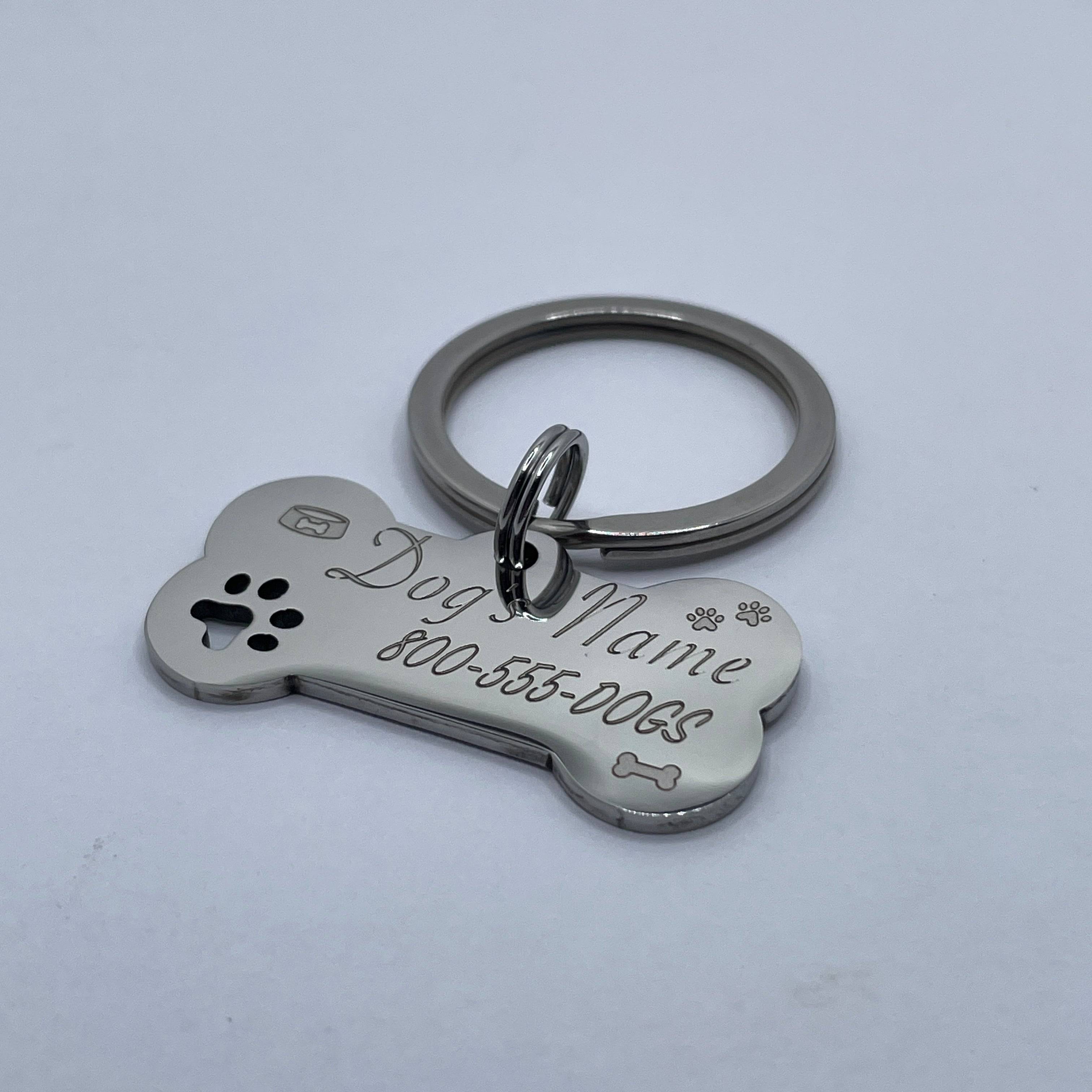 Dog Bone Pet Tag Ð Custom Engraved with Hearts or Paw Prints
