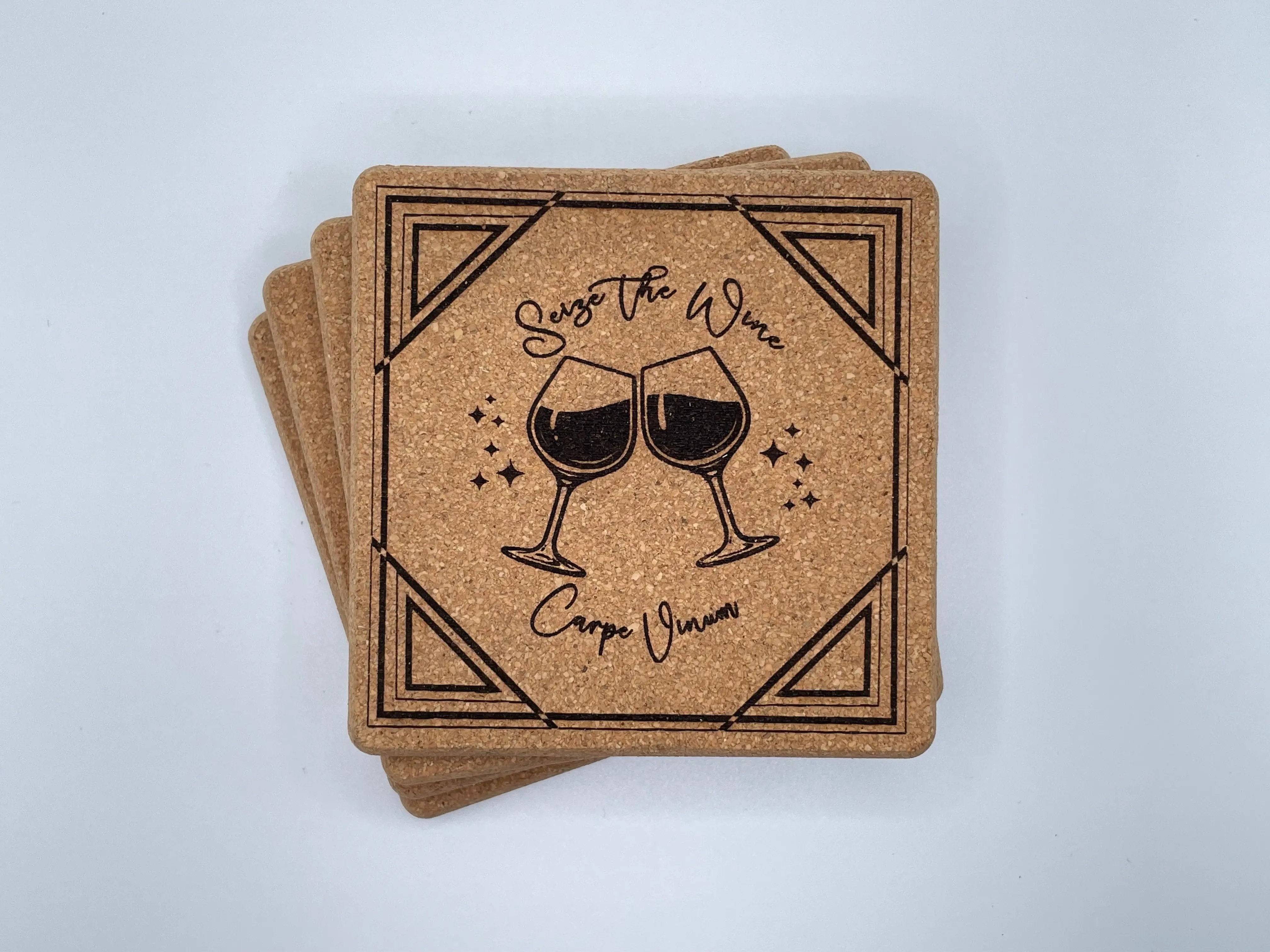 Seize the Wine Coaster Set Ð Perfect Gift for Wine Lovers (4-Pack)