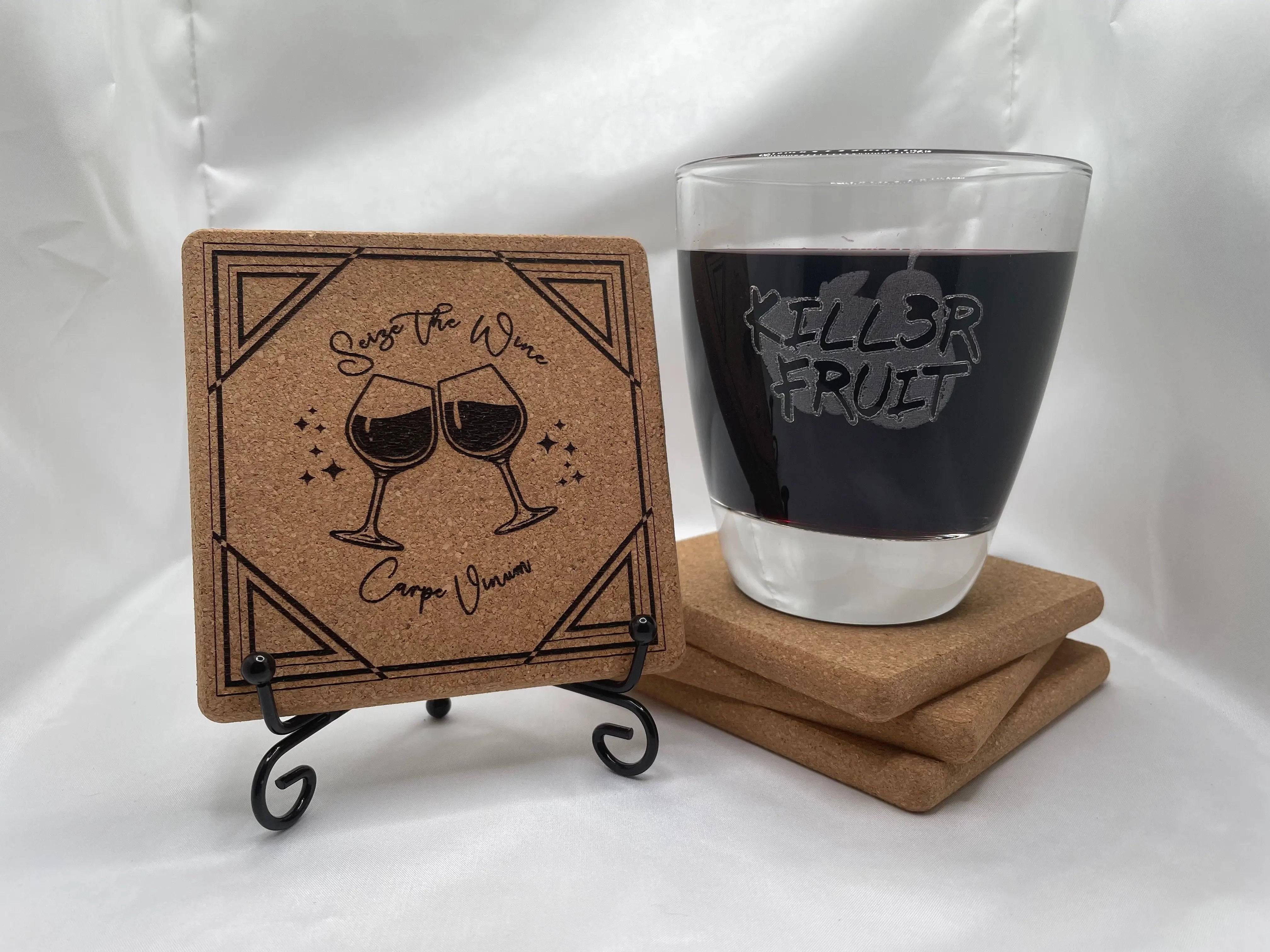 Seize the Wine Coaster Set Ð Perfect Gift for Wine Lovers (4-Pack)