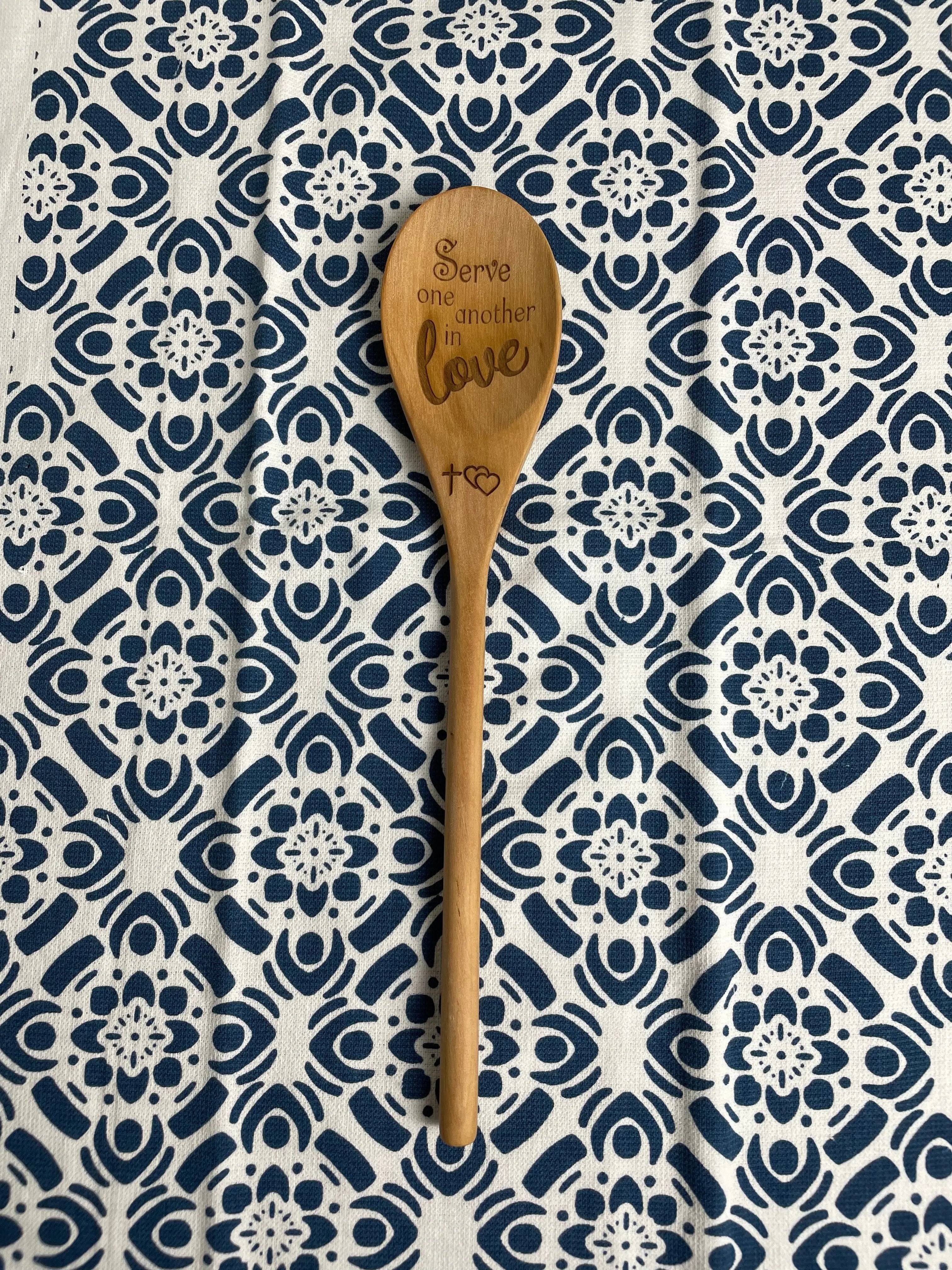 Serve with Love Ð Engraved Wooden Spoon for Cooking & Gifting