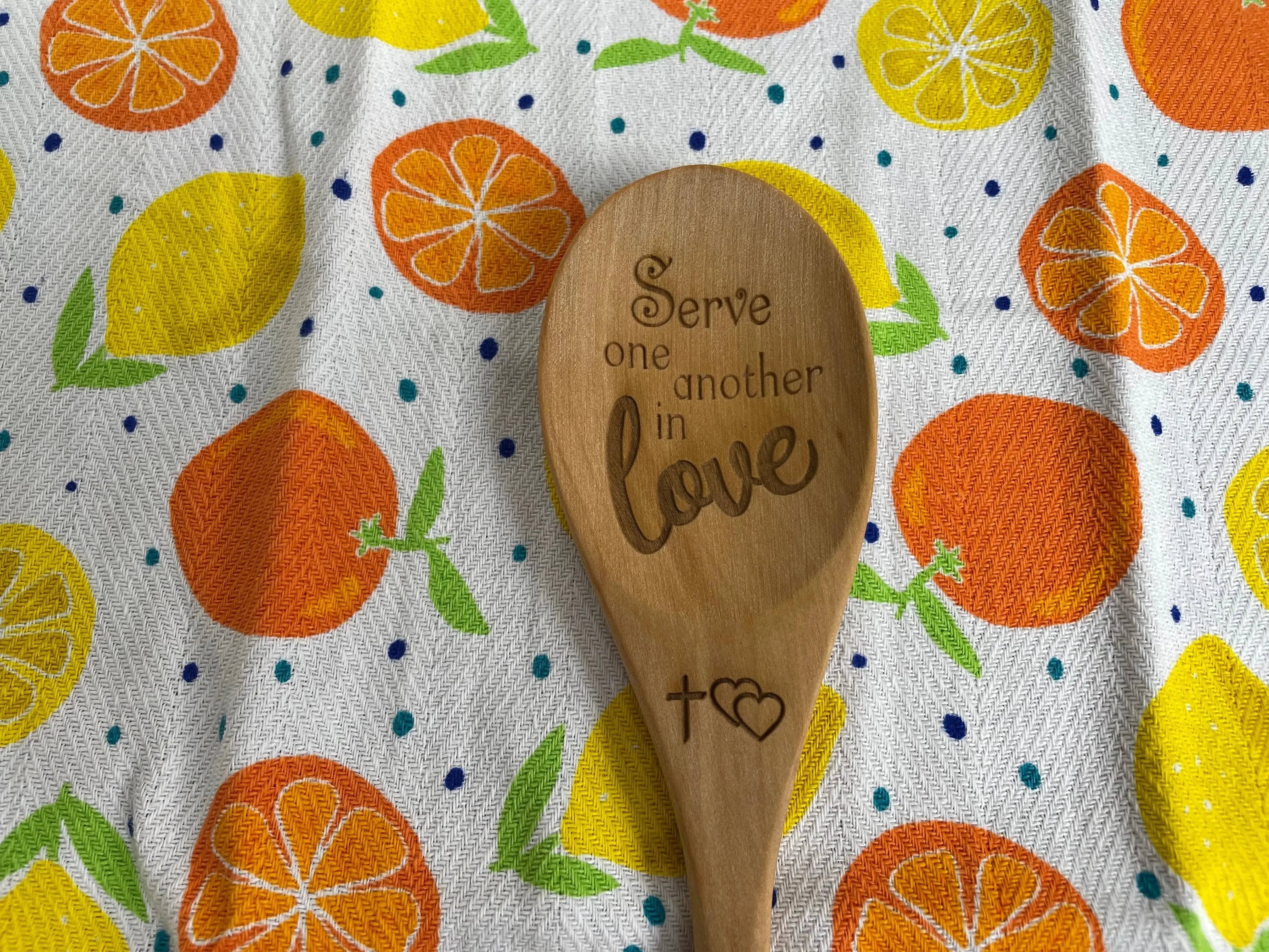 Serve with Love Ð Engraved Wooden Spoon for Cooking & Gifting