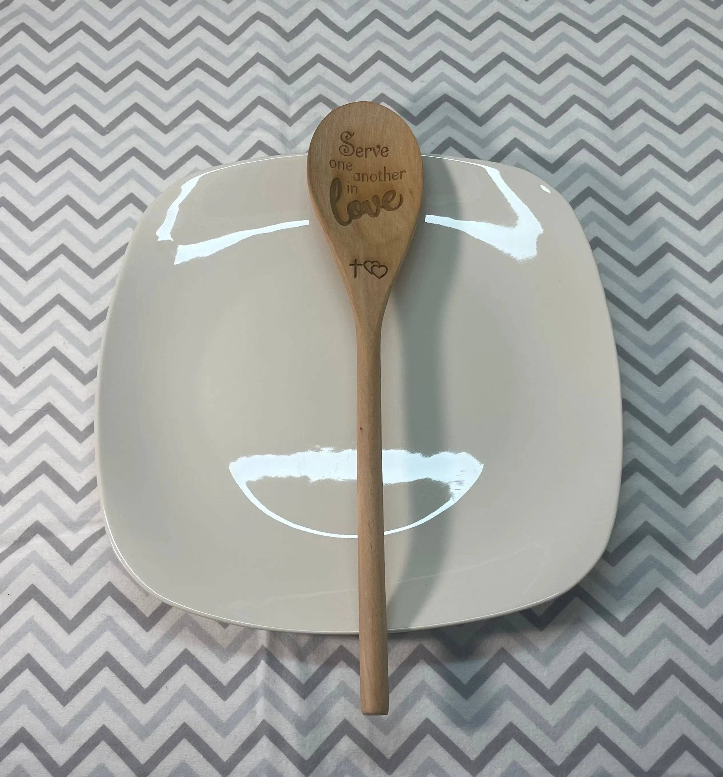 Serve with Love Ð Engraved Wooden Spoon for Cooking & Gifting