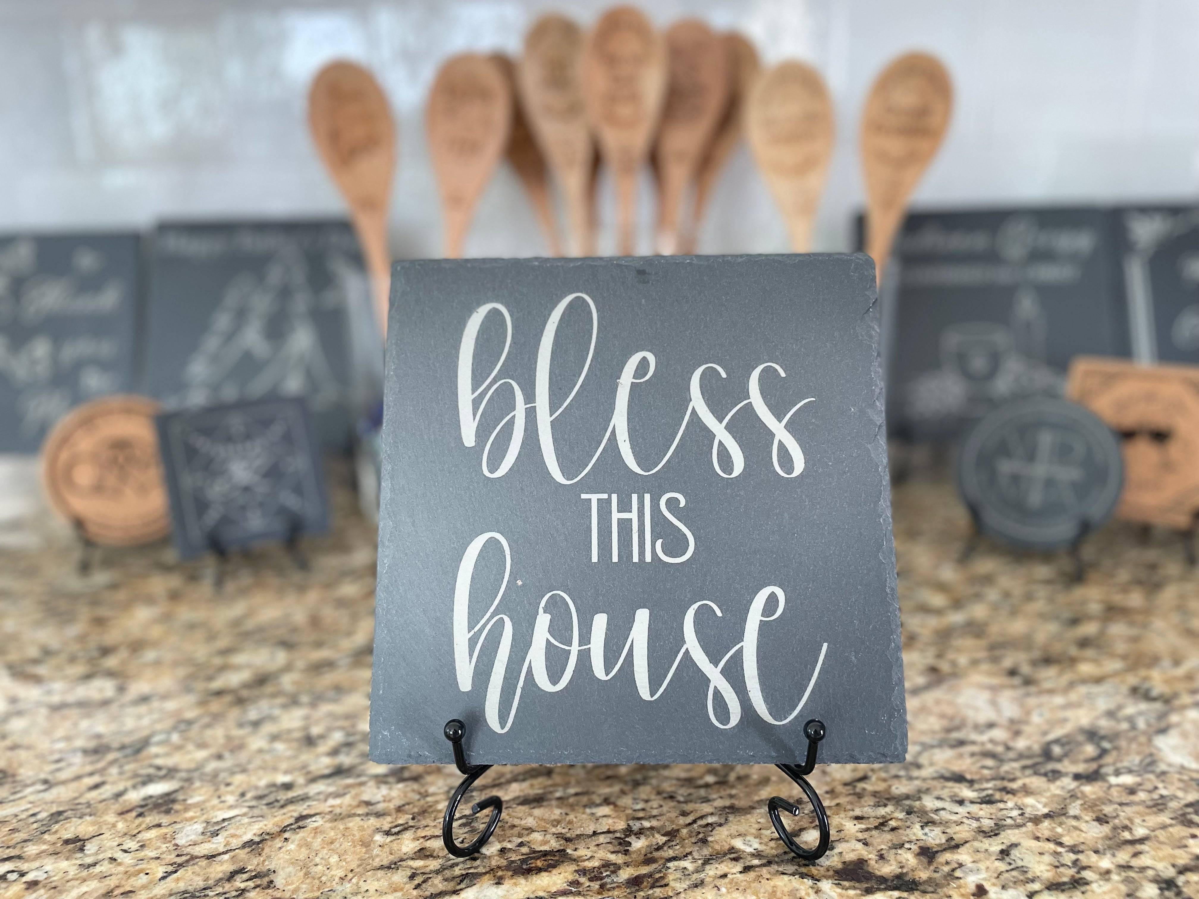 Bless This House Plaque - Slate