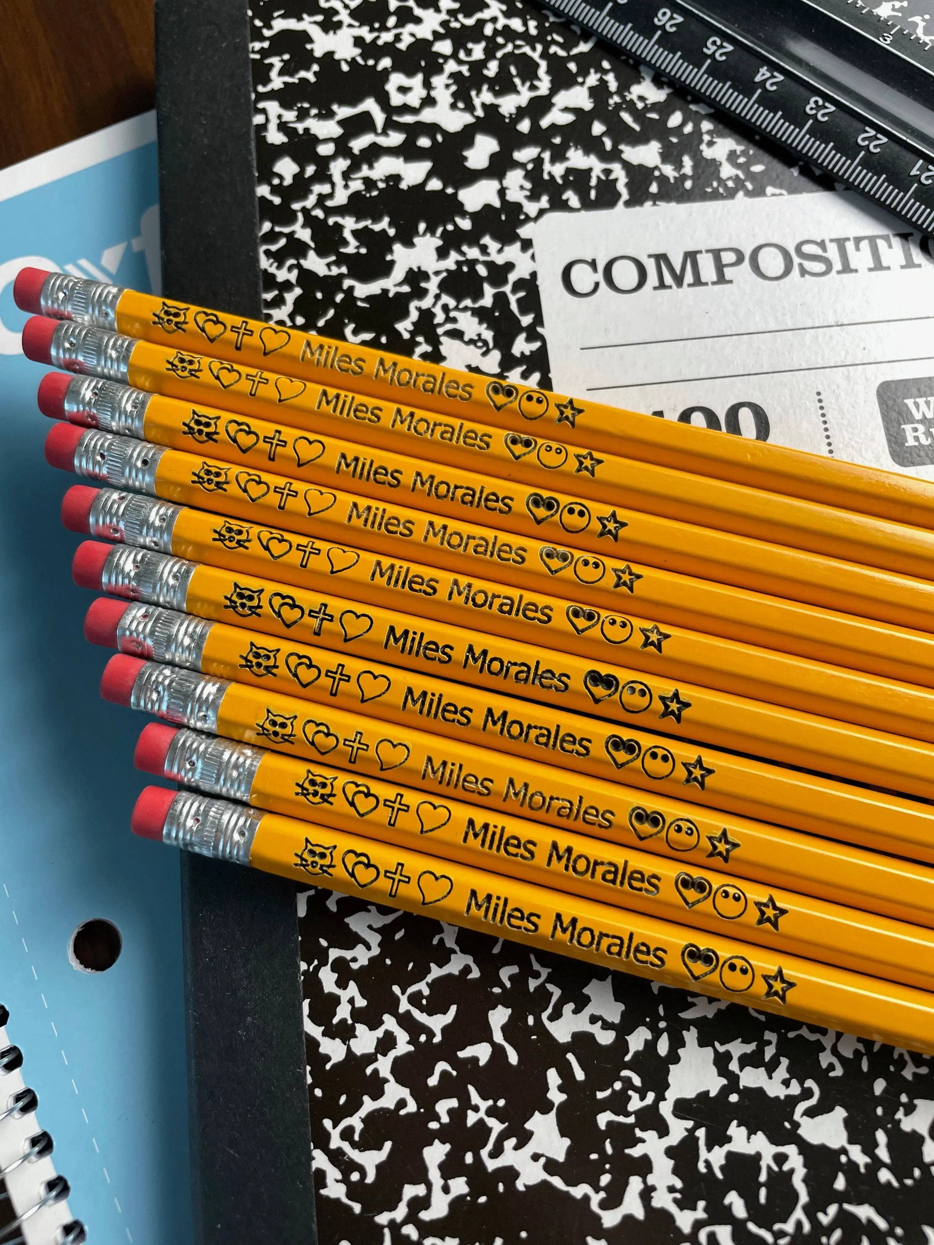 Personalized Pencils 8-Yellow #2 HB With optional Glow-In-The-Dark Name, School, or Business