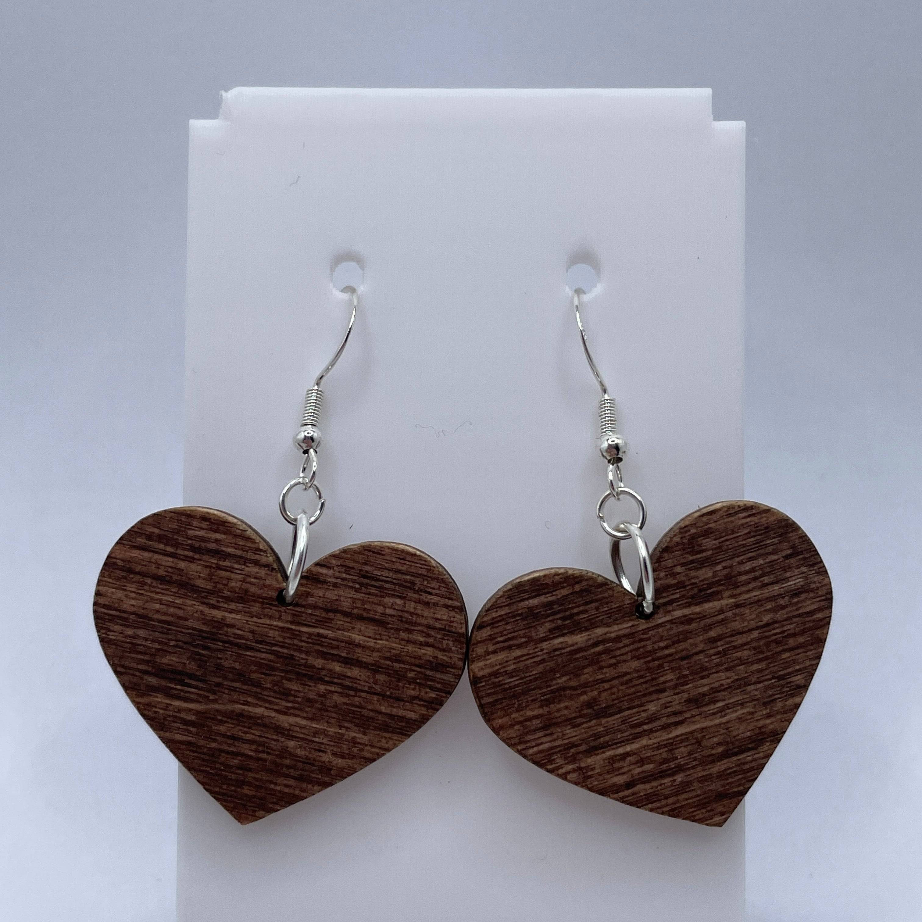 Heart Shape Wooden Dangle Earrings