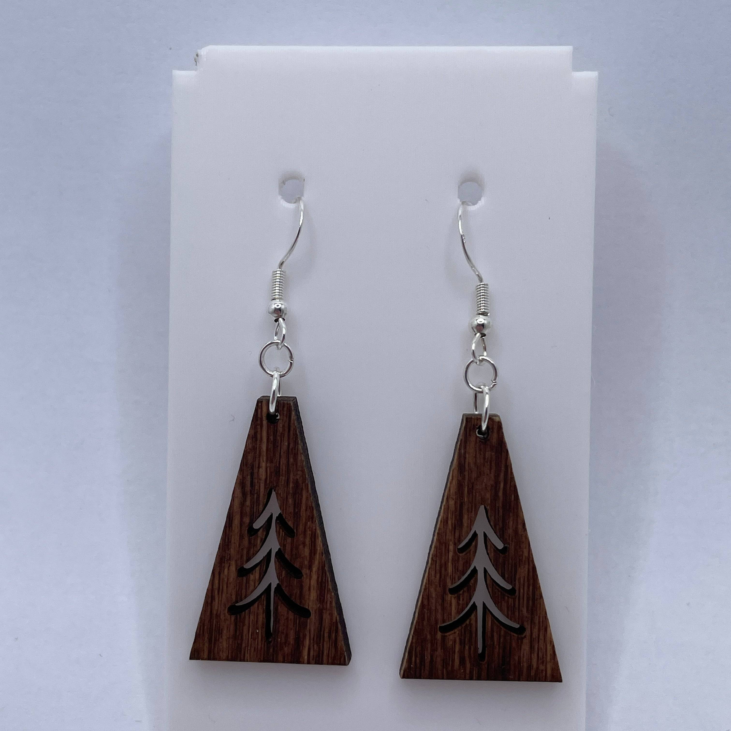 Evergreen Tree 2 Wooden Dangle Earrings