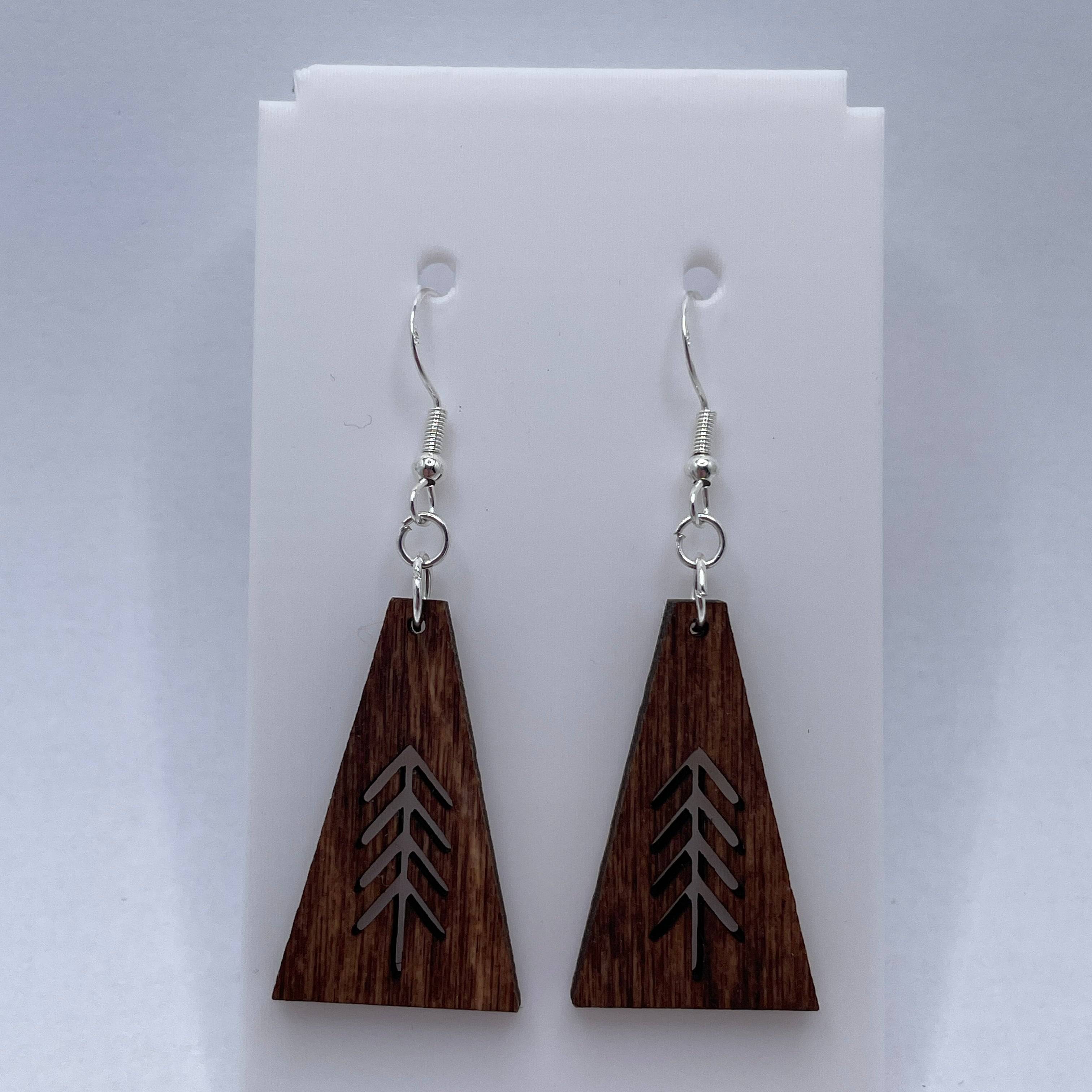Evergreen Tree 3 Wooden Dangle Earrings