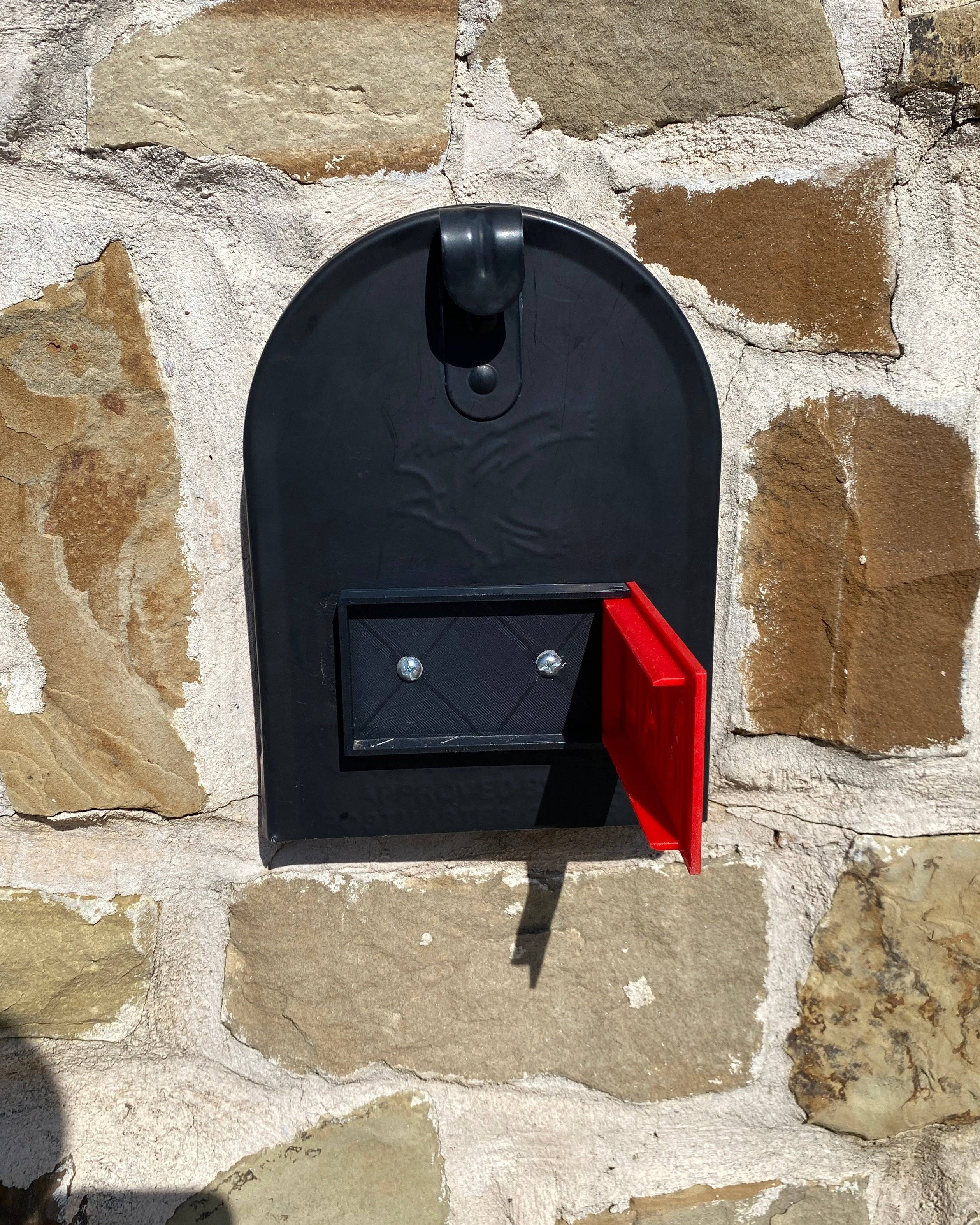 Mailbox Flag for Stone or Brick Mailboxes is made with durable plastic and designed to stay open when you open it and stay closed when you shut it.