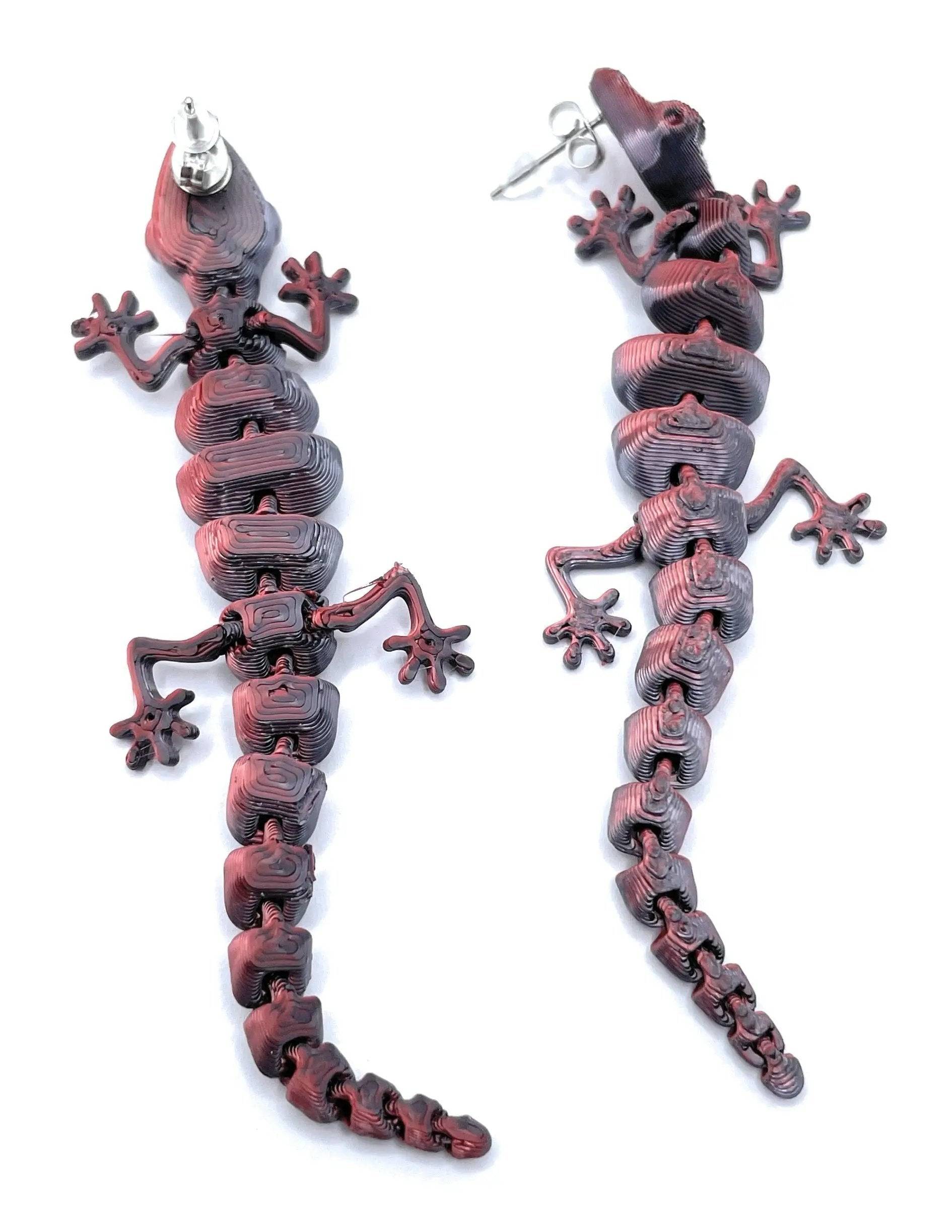 Gecko Dangle Earrings Ð Stainless Steel & Hypoallergenic Design