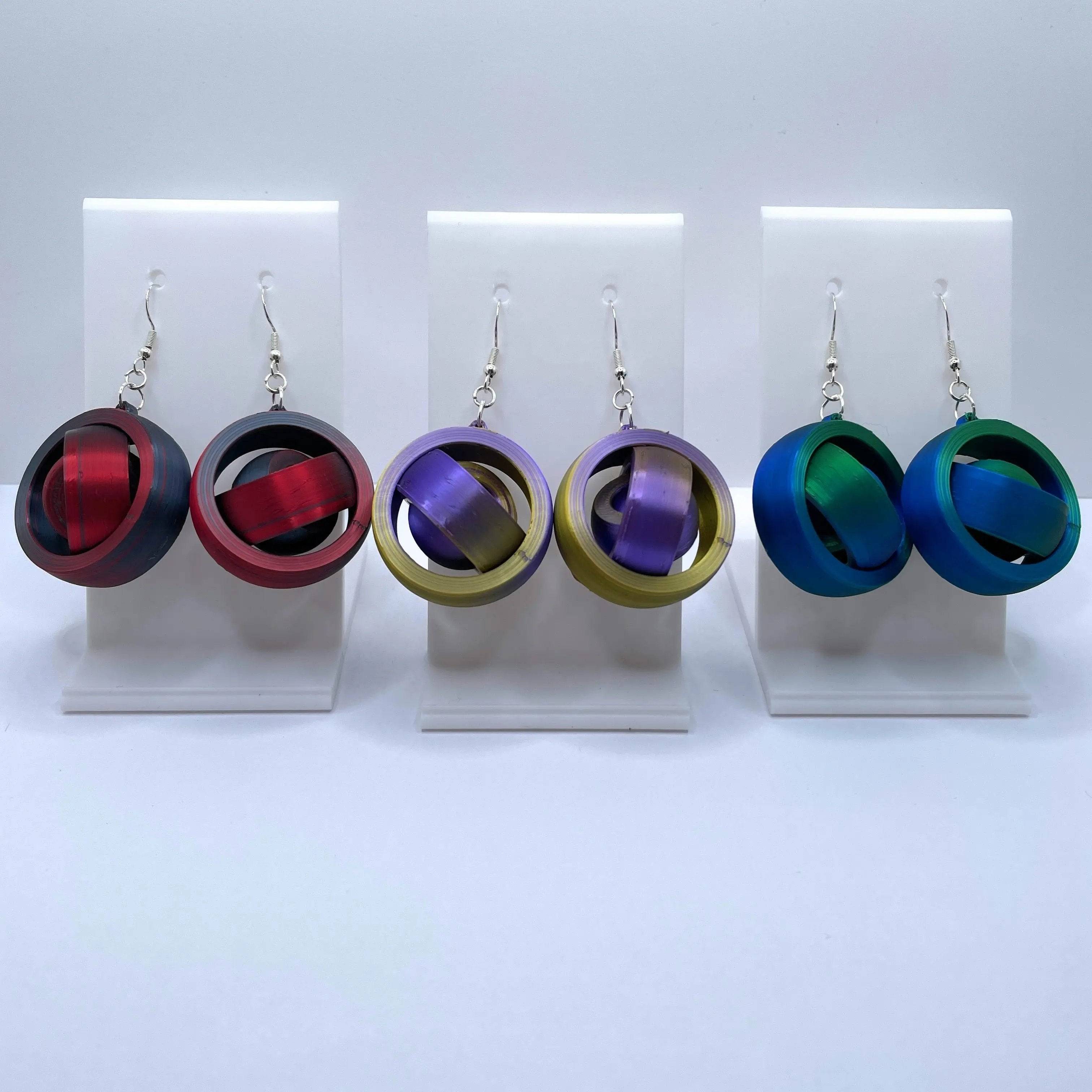 Gyro Fidget Spinner Dangle Earrings Ð Fun & Unique Statement Jewelry