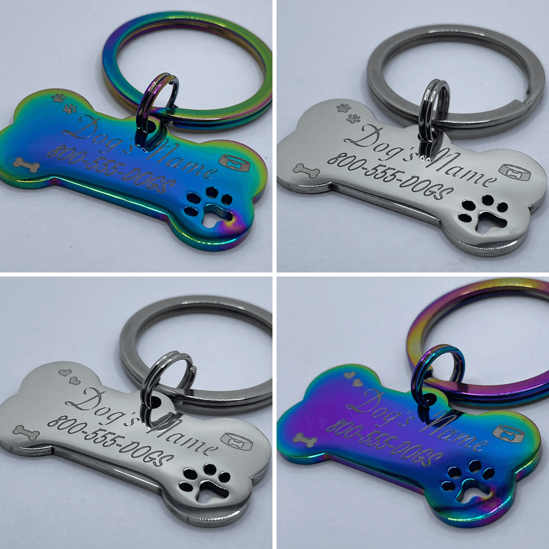 Dog Bone Pet Tag Ð Custom Engraved with Hearts or Paw Prints