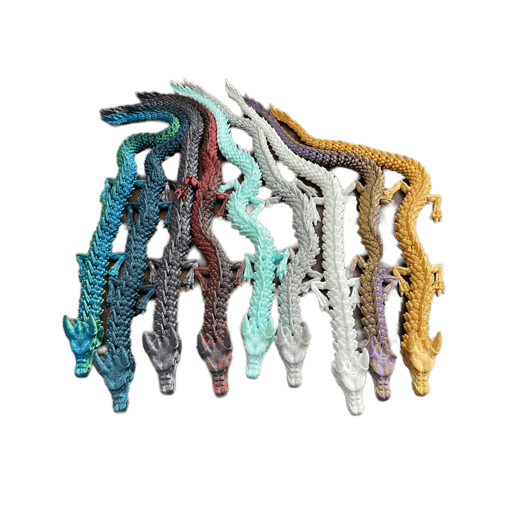 3D Printed Articulated Crystal Fire Dragon Solid and Multicolor
