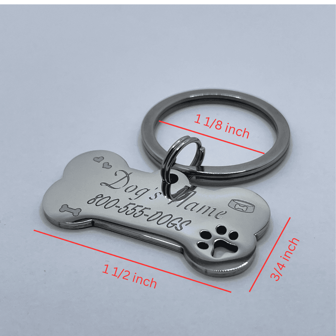 Dog Bone Pet Tag Ð Custom Engraved with Hearts or Paw Prints