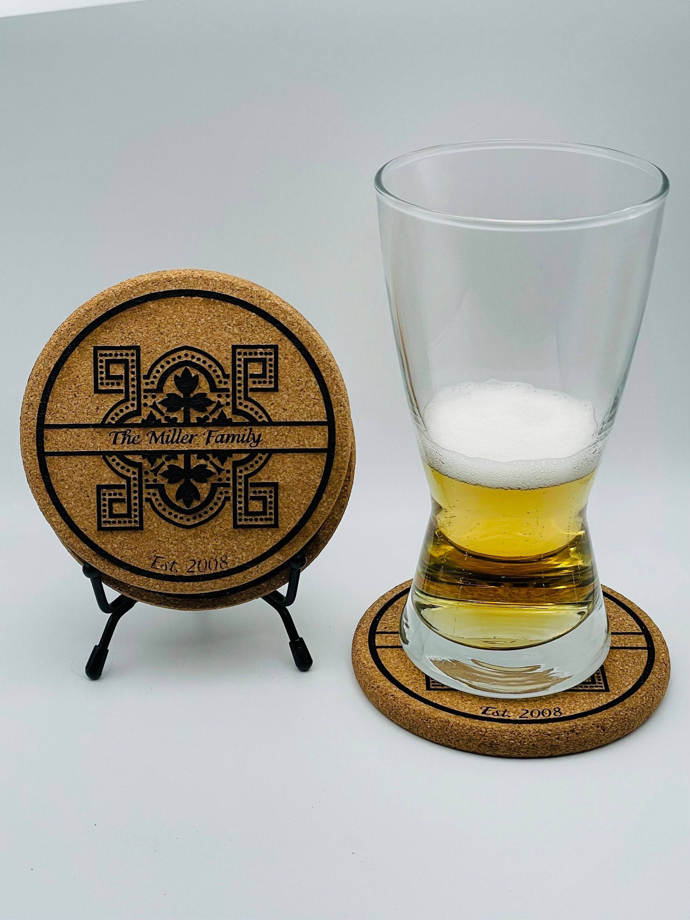 Personalized Tile Pattern on Cork Coaster Set of 4