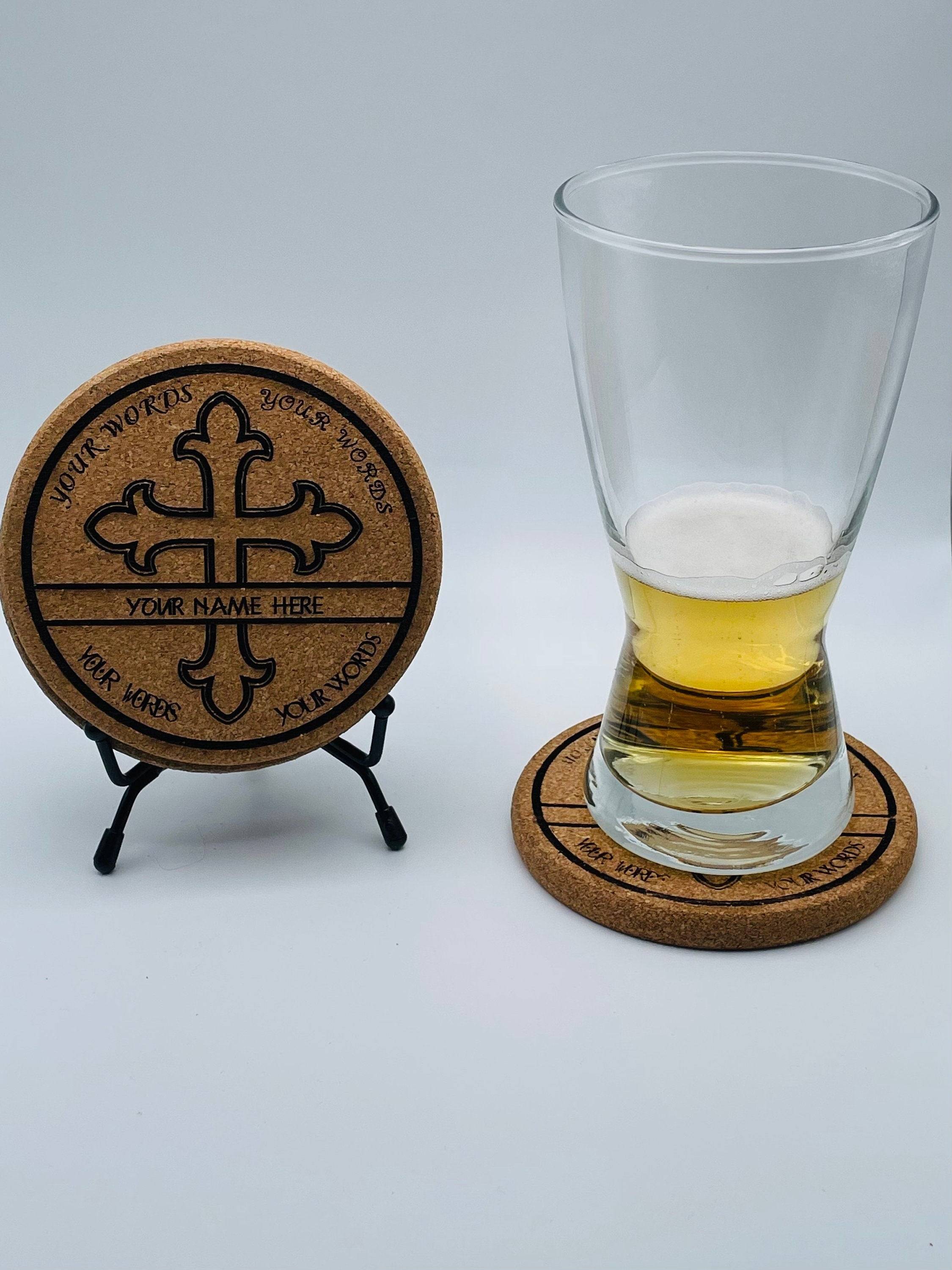 Personalized Cross Cork Coaster with 5 Font Choices