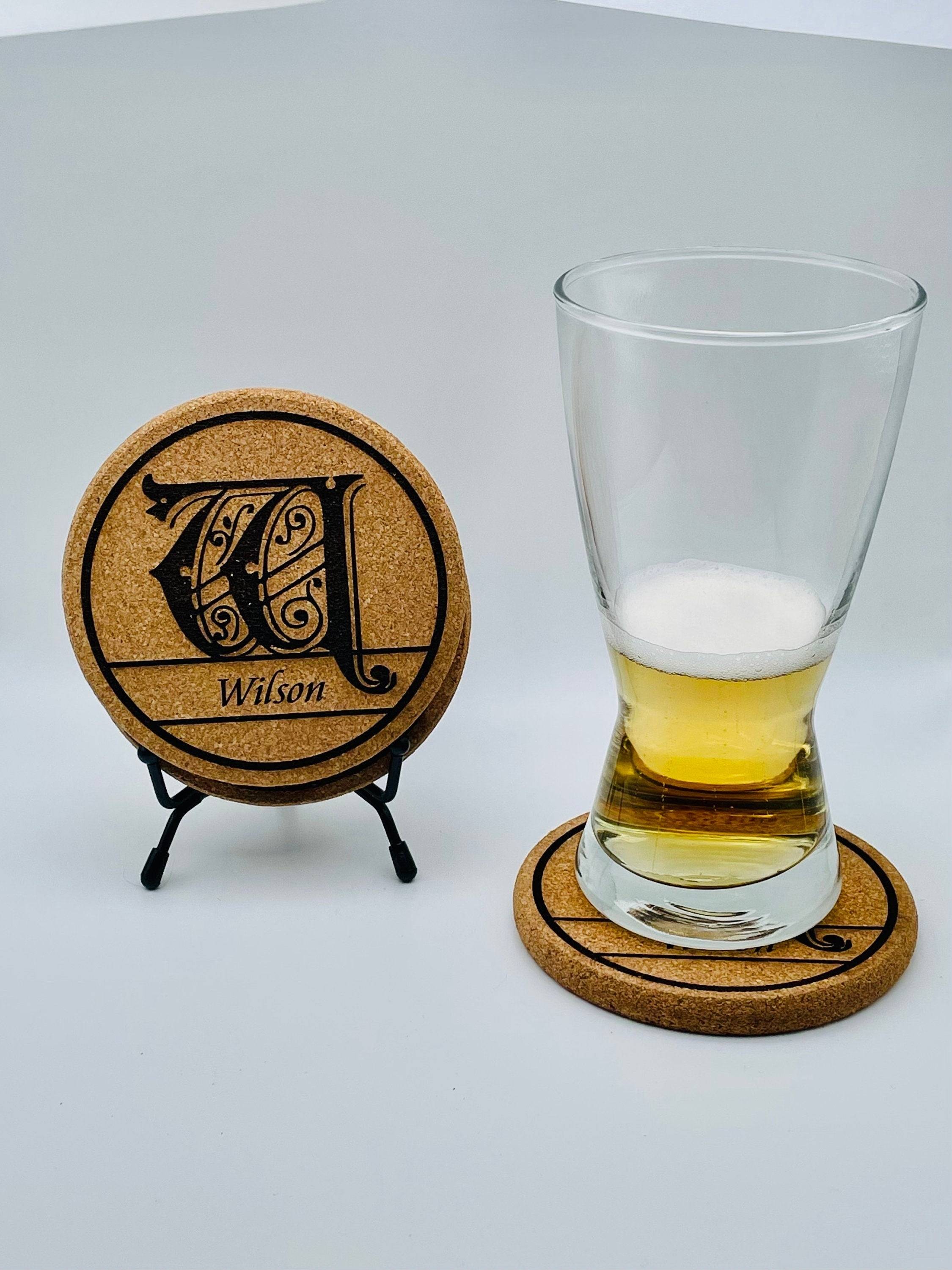 Monogrammed Fancy Personalized on Cork Coaster Set of 4