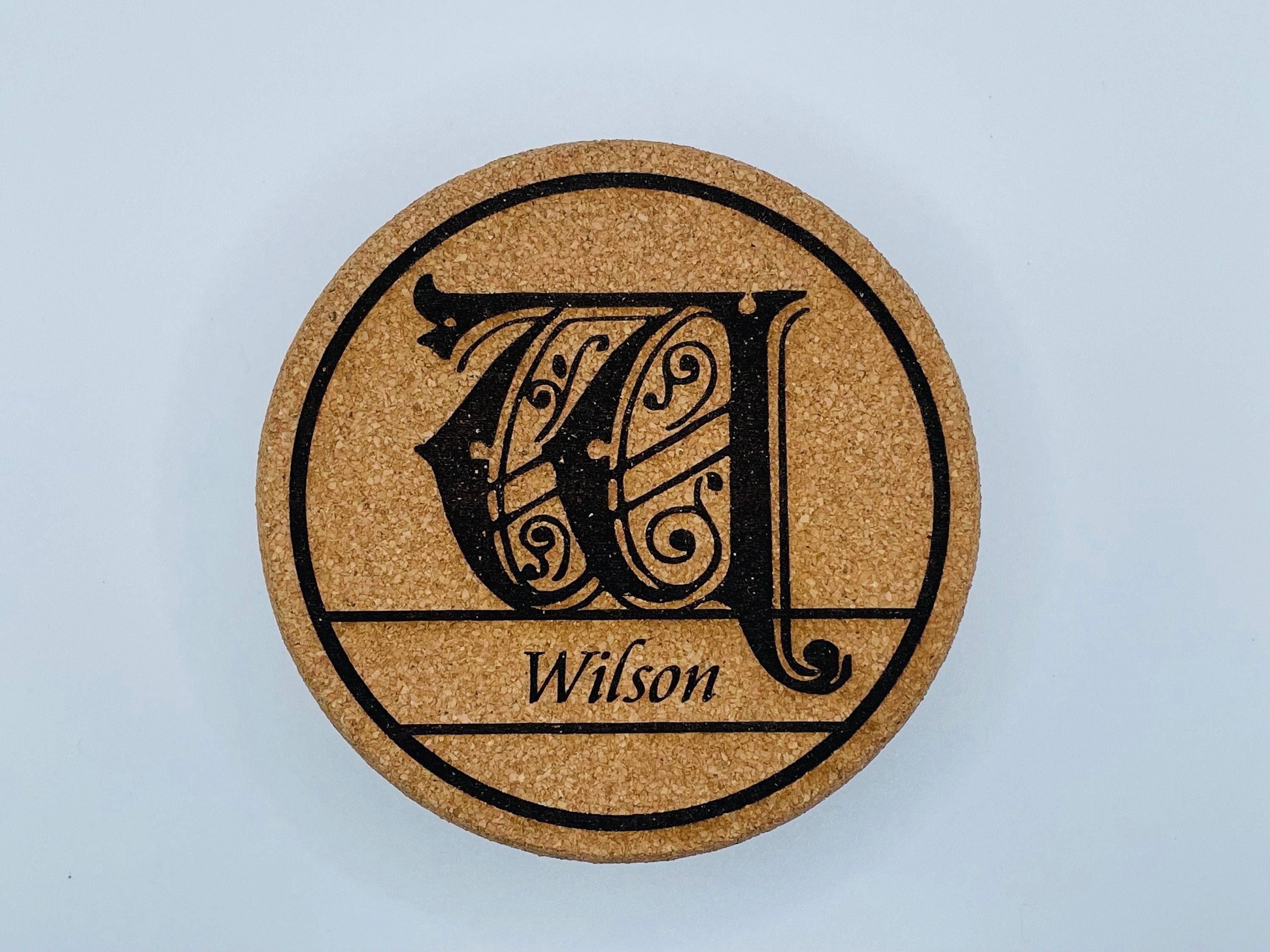 Monogrammed Fancy Personalized on Cork Coaster Set of 4