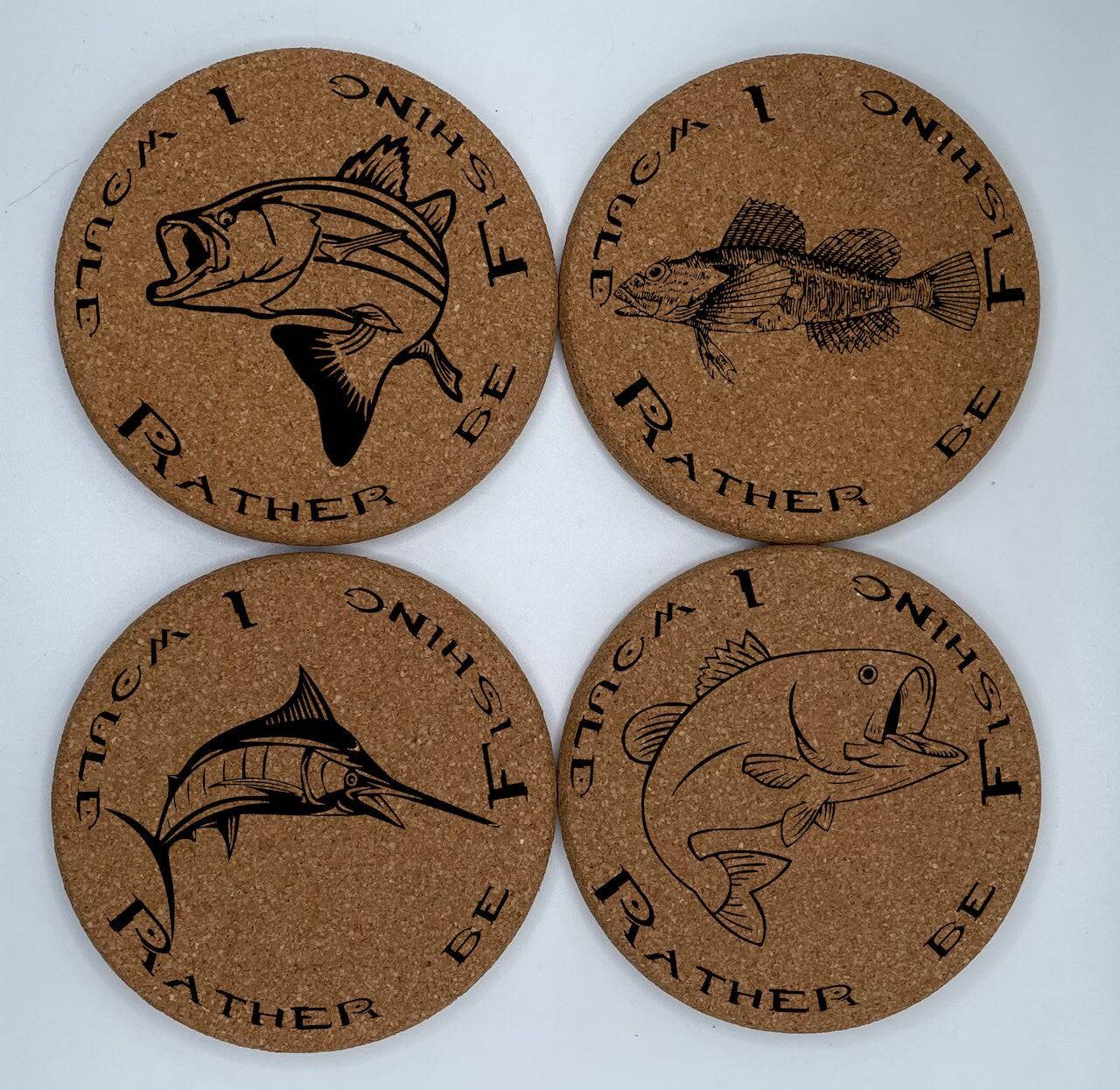 Would Rather Be Fishing Coaster Gift EcoFriendly - Set of 4