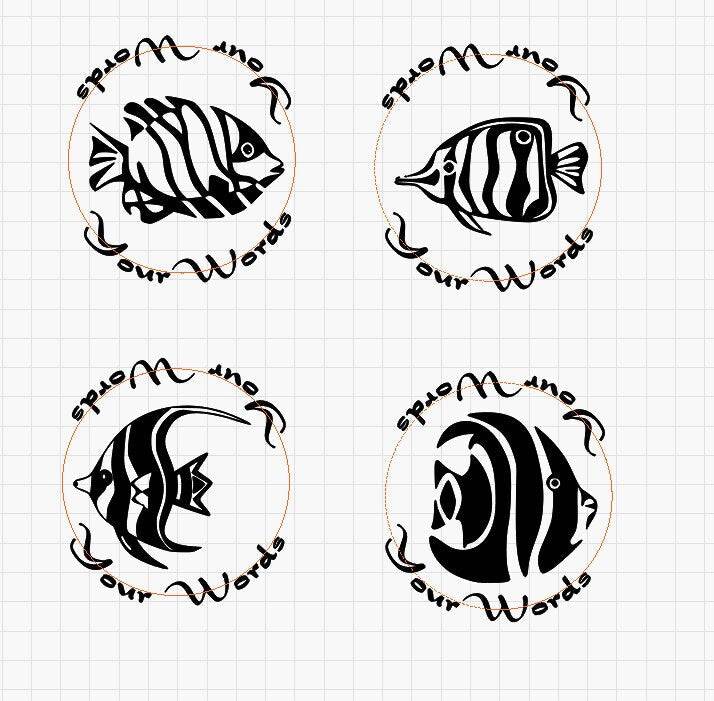 DIY Custom Fish Themed Coaster SVG Files + Font Laser Engraving DXF RDWorks LightBurn Digital Download Files Make your own Gifts